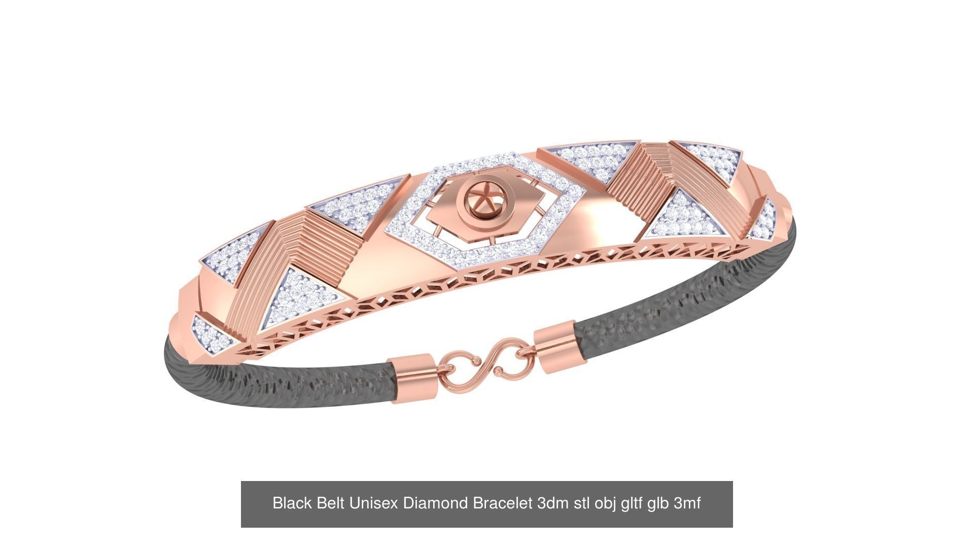 20 Black Belt Unisex Diamond Bracelet 3dm stl obj gltf glb 3mf 3D Model Collection_16