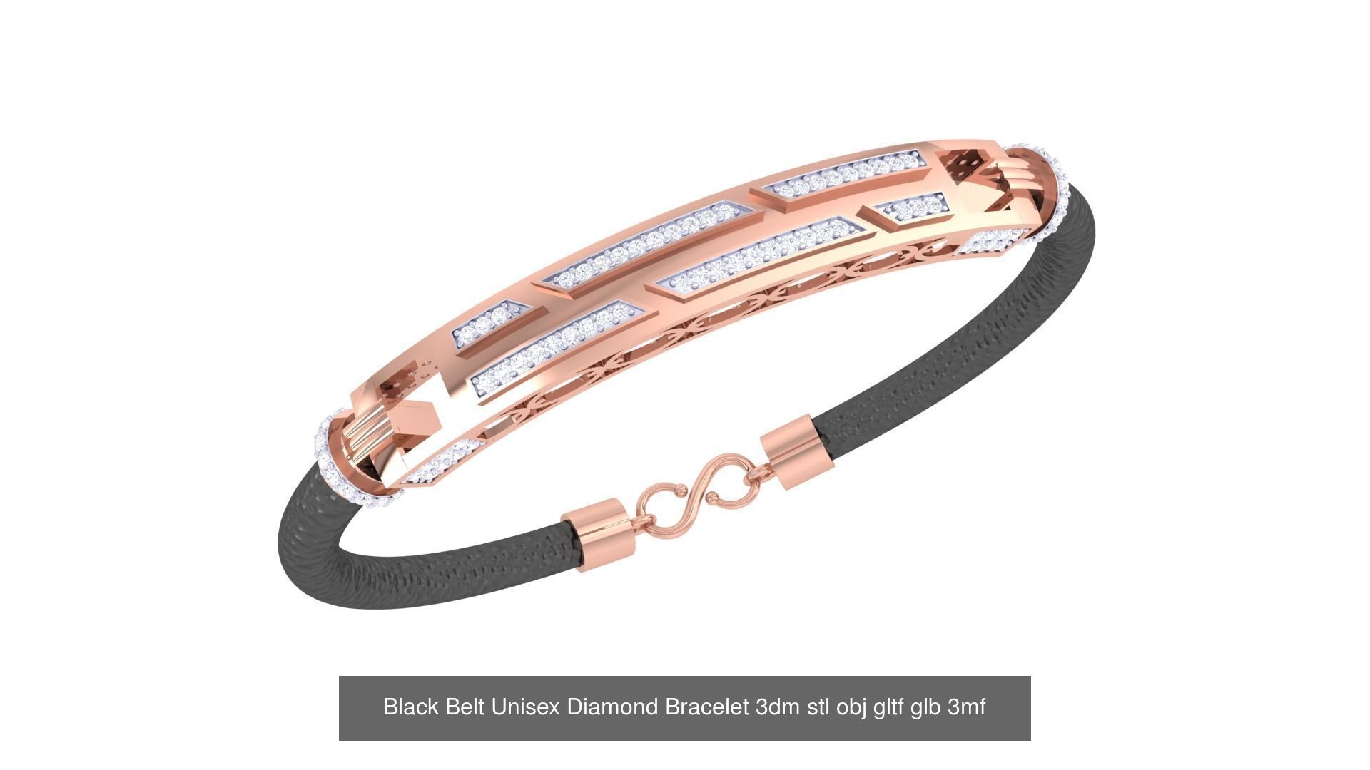 20 Black Belt Unisex Diamond Bracelet 3dm stl obj gltf glb 3mf 3D Model Collection_22