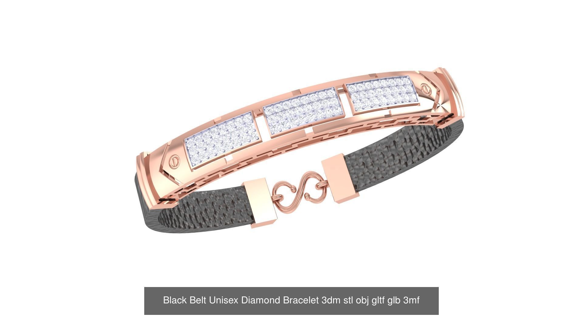 20 Black Belt Unisex Diamond Bracelet 3dm stl obj gltf glb 3mf 3D Model Collection_13