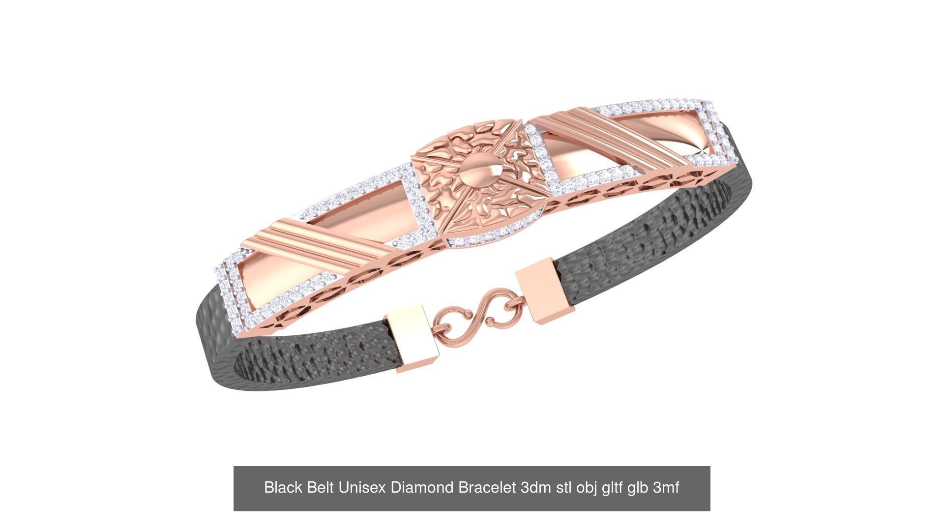 20 Black Belt Unisex Diamond Bracelet 3dm stl obj gltf glb 3mf 3D Model Collection_4
