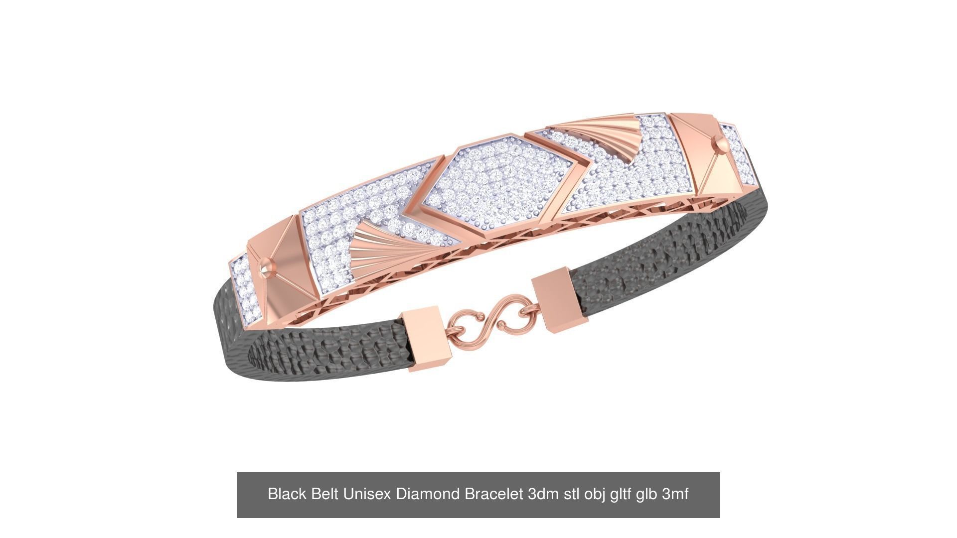 20 Black Belt Unisex Diamond Bracelet 3dm stl obj gltf glb 3mf 3D Model Collection_19