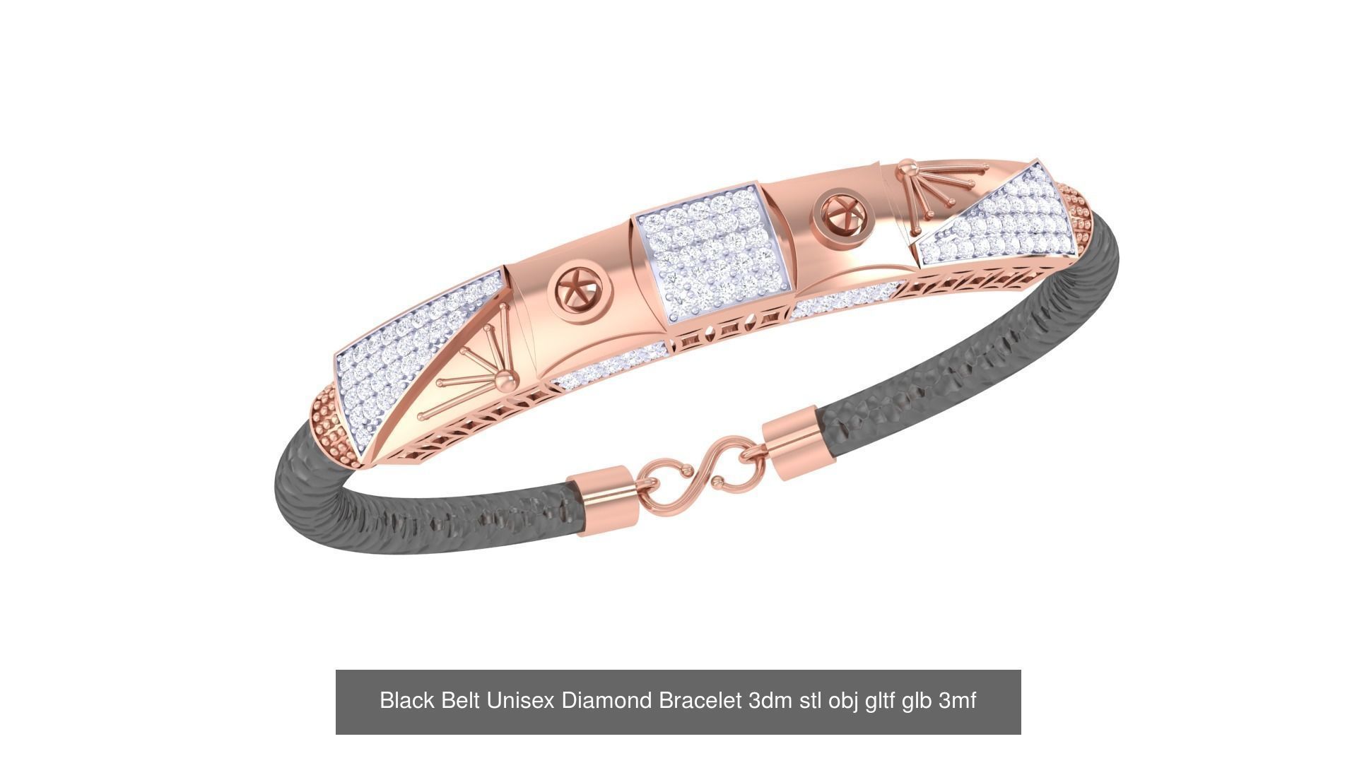 20 Black Belt Unisex Diamond Bracelet 3dm stl obj gltf glb 3mf 3D Model Collection_17