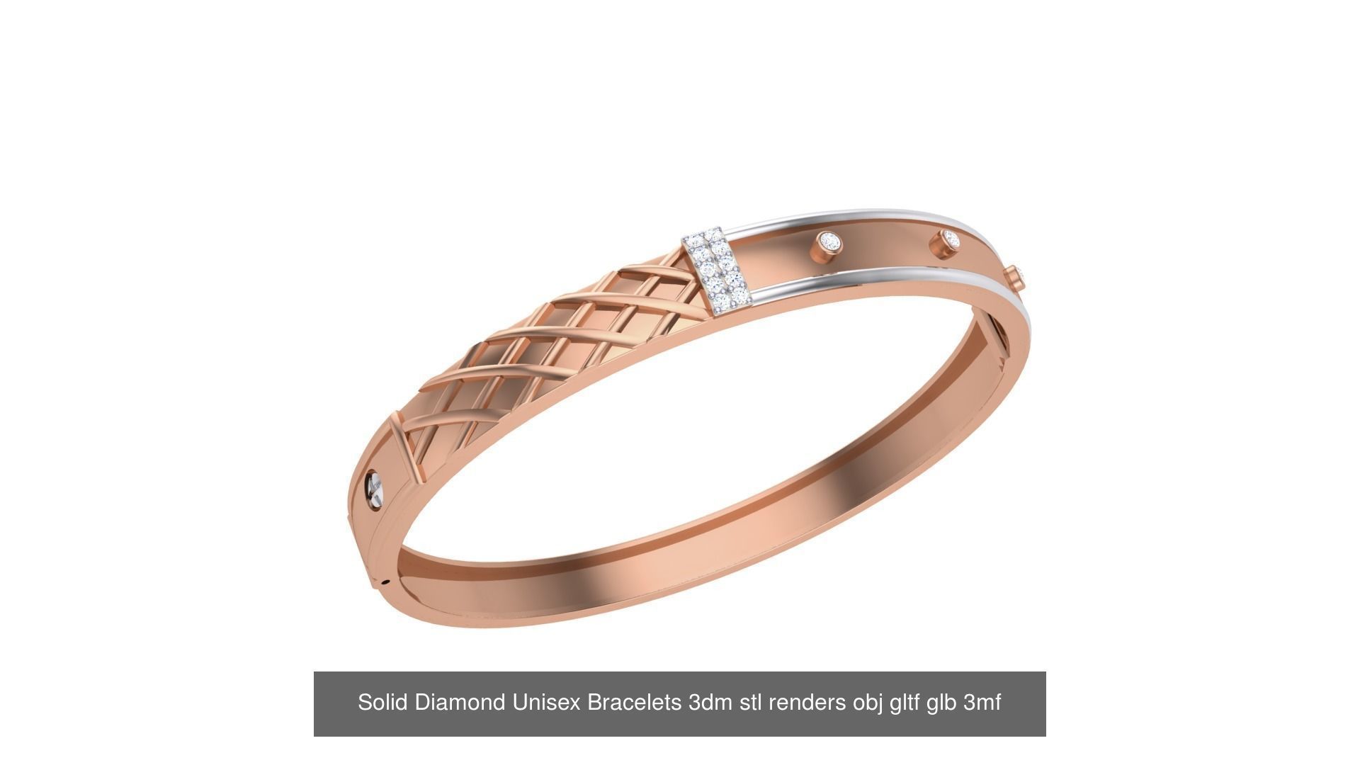 43 Solid Diamond Unisex Bracelets 3dm stl renders obj gltf glb 3D Model Collection_21