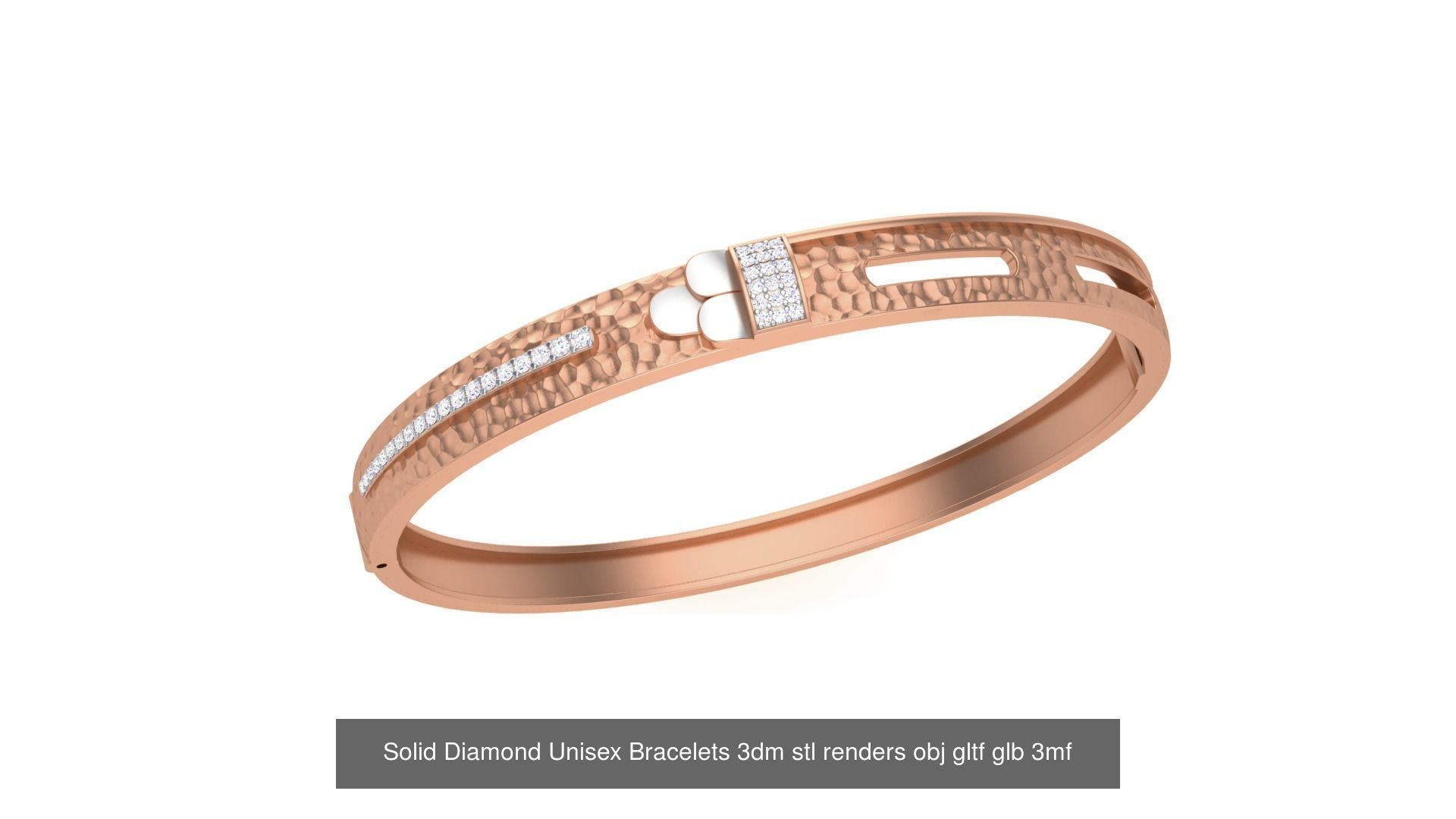 43 Solid Diamond Unisex Bracelets 3dm stl renders obj gltf glb 3D Model Collection_38