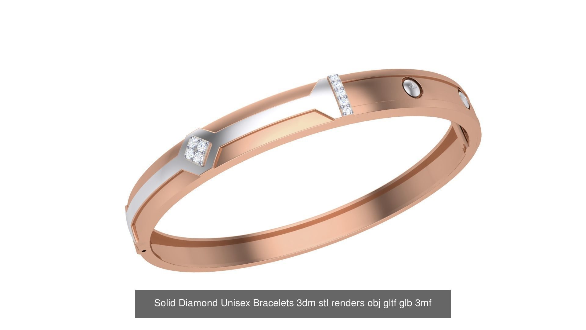 43 Solid Diamond Unisex Bracelets 3dm stl renders obj gltf glb 3D Model Collection_15