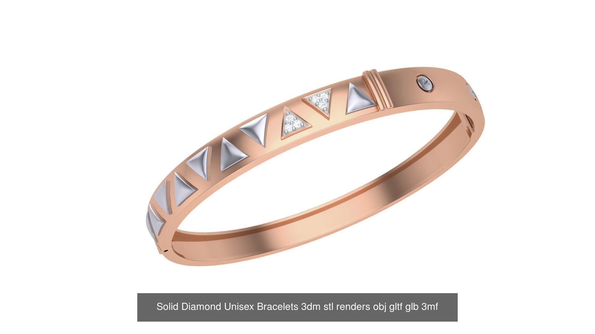 43 Solid Diamond Unisex Bracelets 3dm stl renders obj gltf glb 3D Model Collection_11