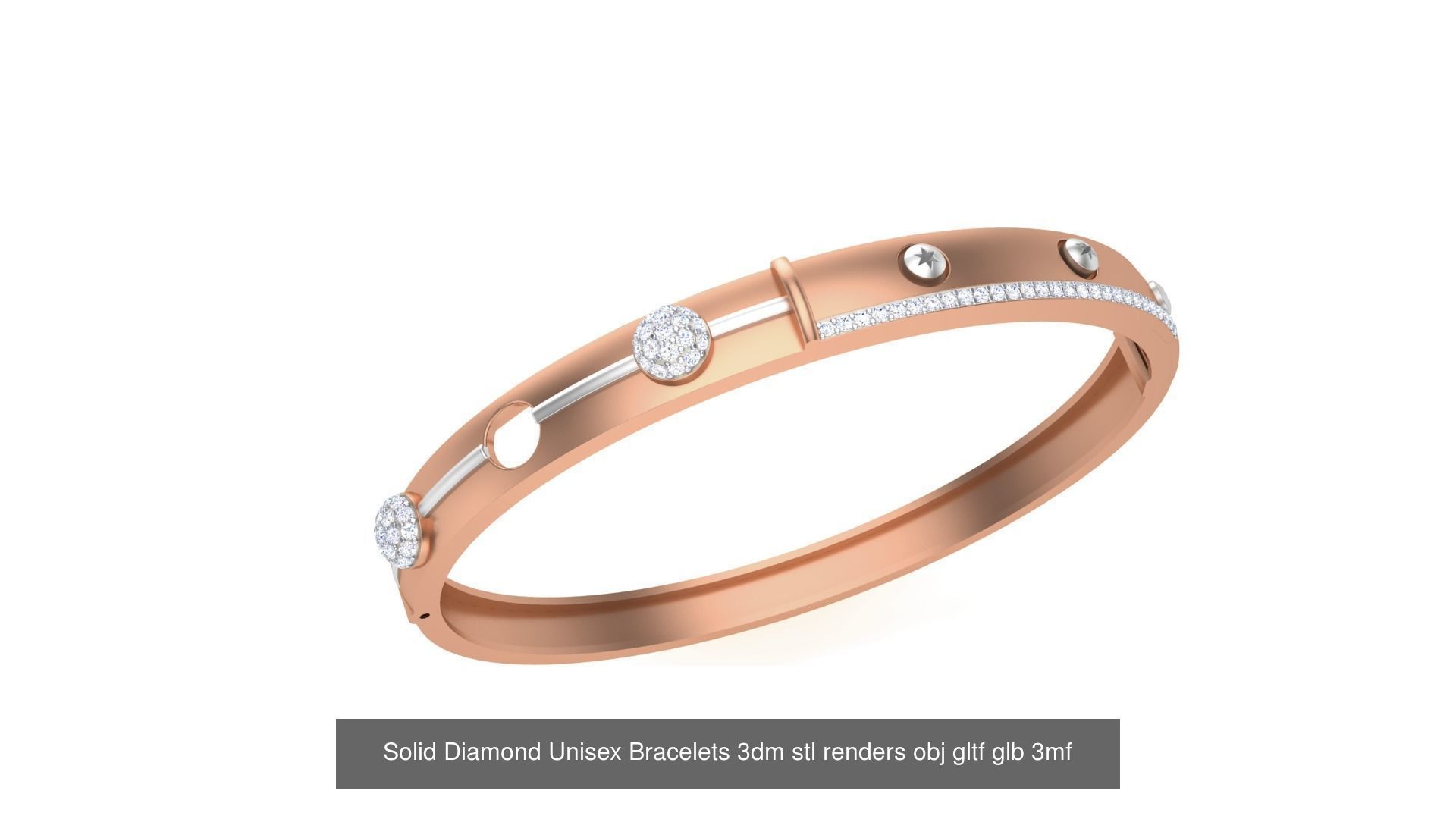 43 Solid Diamond Unisex Bracelets 3dm stl renders obj gltf glb 3D Model Collection_42