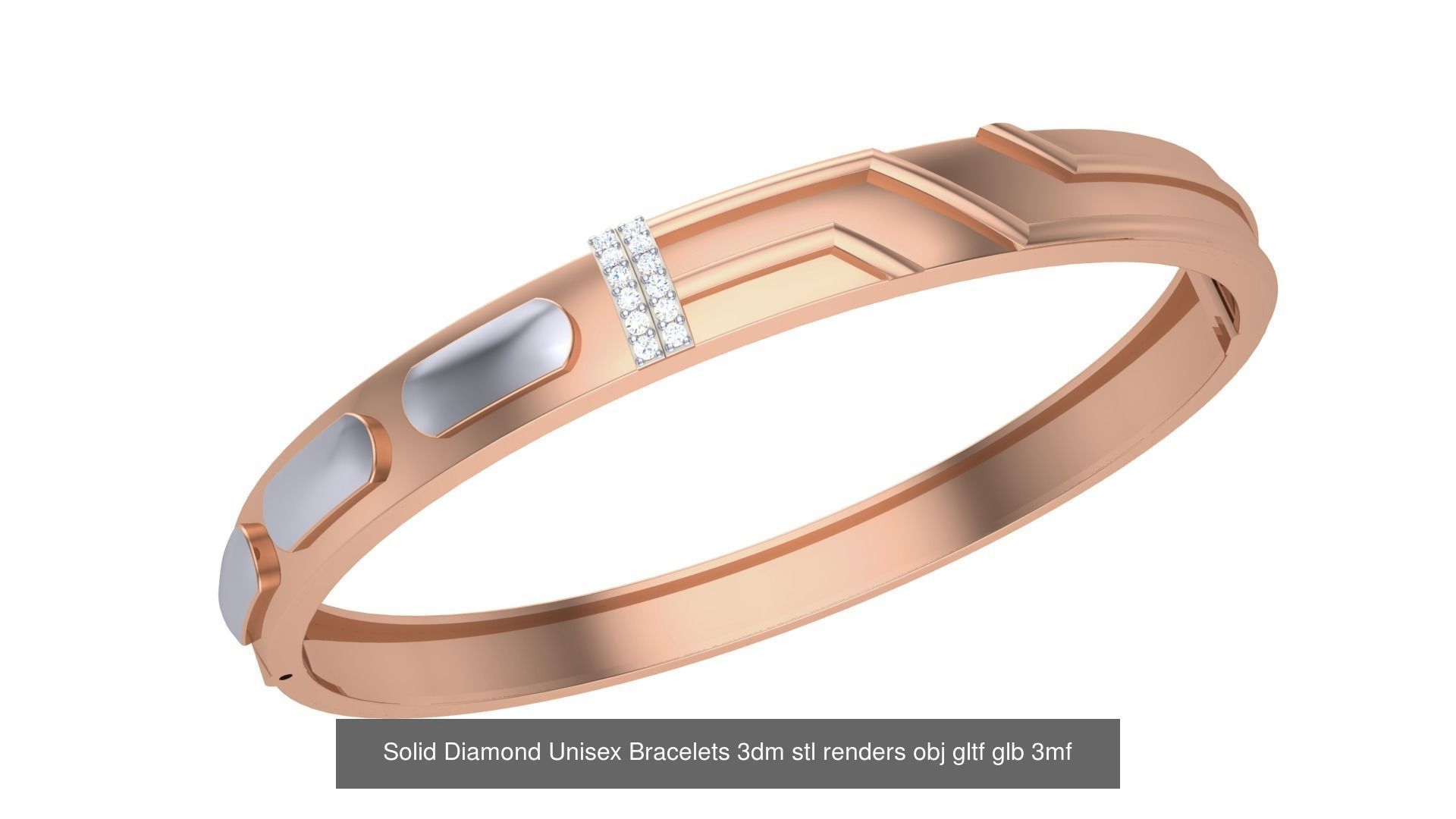 43 Solid Diamond Unisex Bracelets 3dm stl renders obj gltf glb 3D Model Collection_9