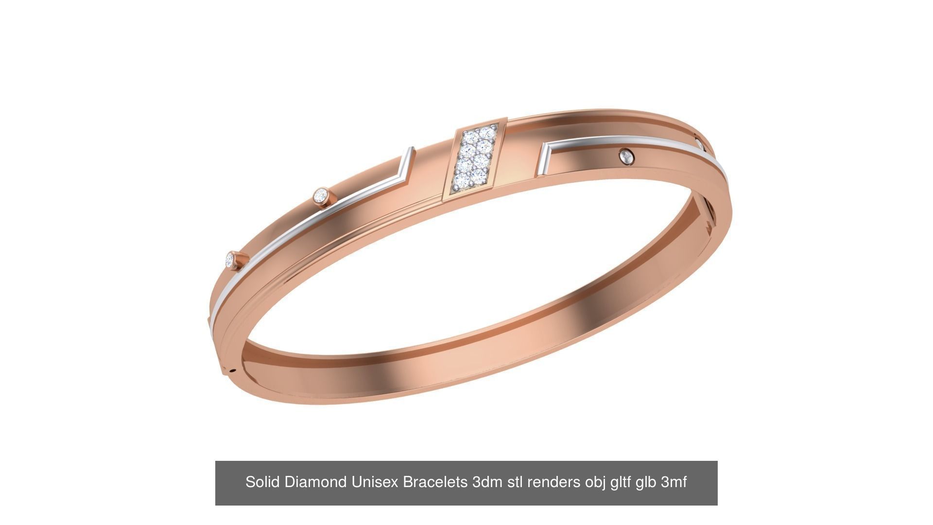 43 Solid Diamond Unisex Bracelets 3dm stl renders obj gltf glb 3D Model Collection_22