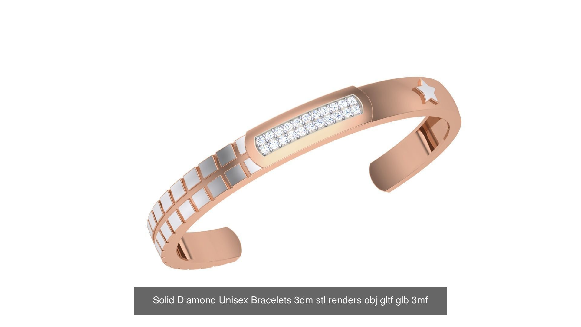 43 Solid Diamond Unisex Bracelets 3dm stl renders obj gltf glb 3D Model Collection_8