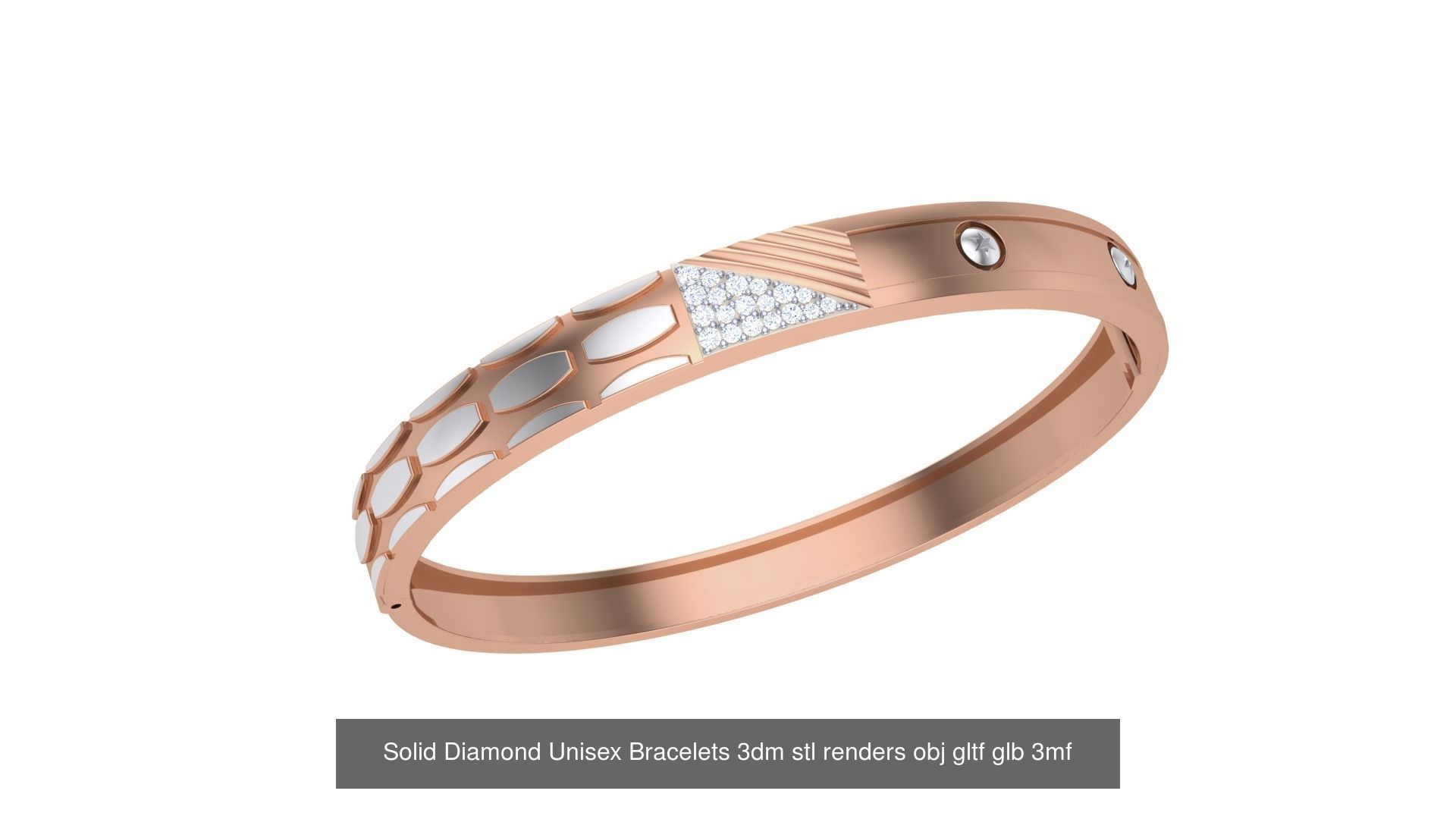 43 Solid Diamond Unisex Bracelets 3dm stl renders obj gltf glb 3D Model Collection_5