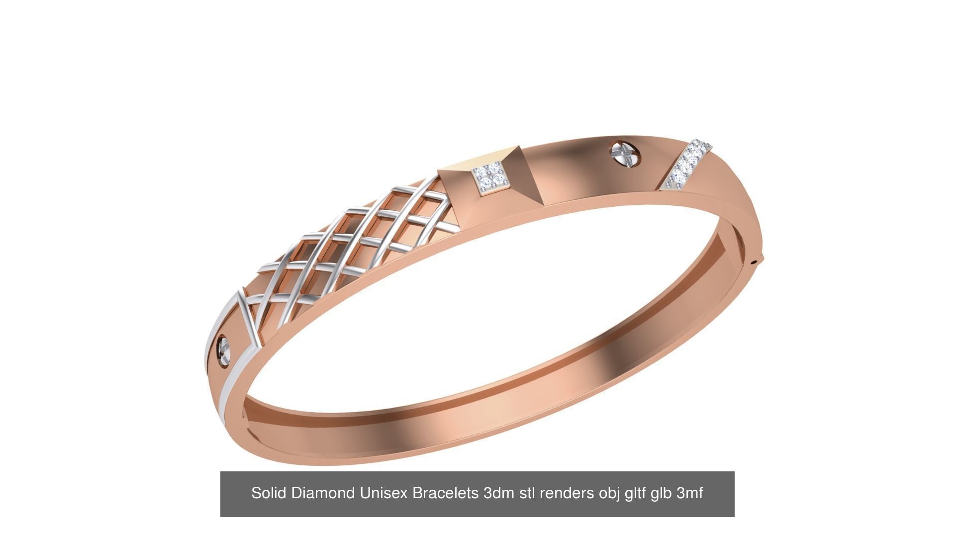 43 Solid Diamond Unisex Bracelets 3dm stl renders obj gltf glb 3D Model Collection_23