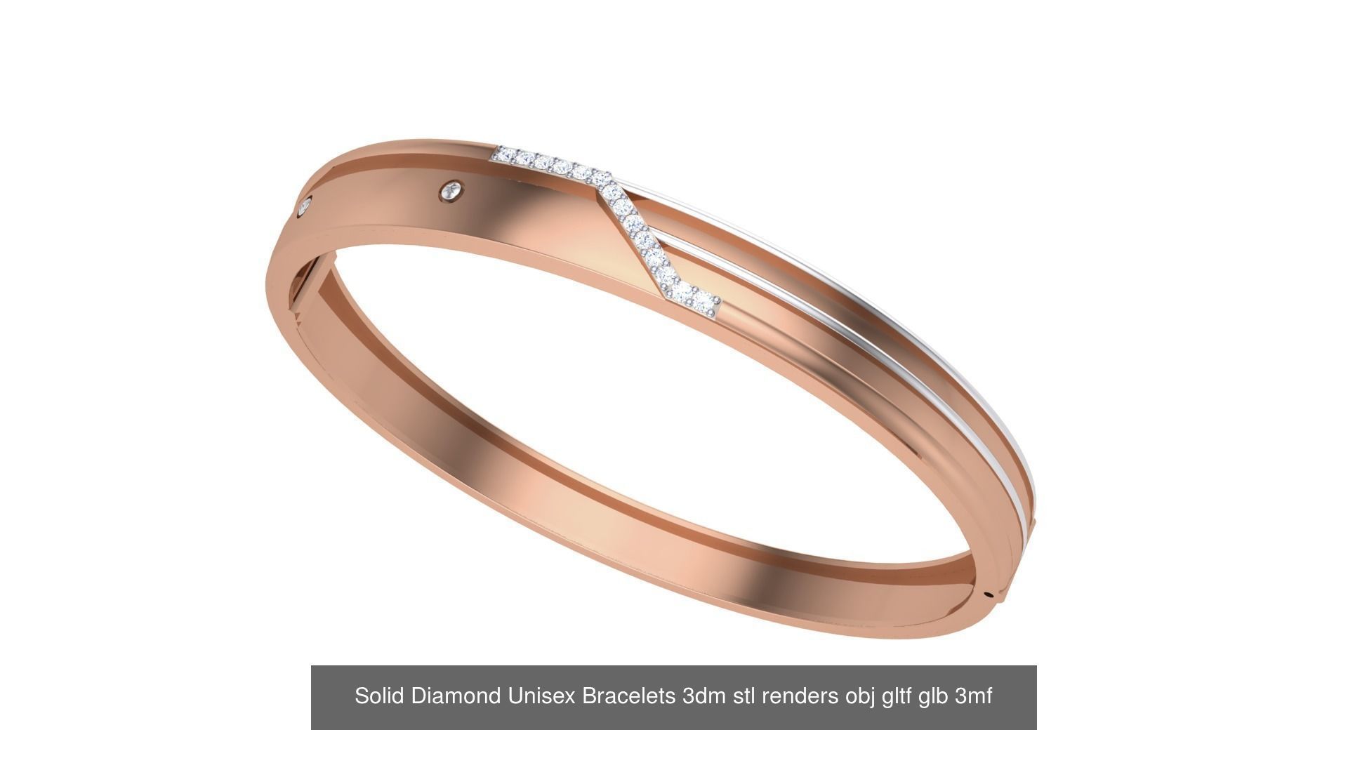 43 Solid Diamond Unisex Bracelets 3dm stl renders obj gltf glb 3D Model Collection_20