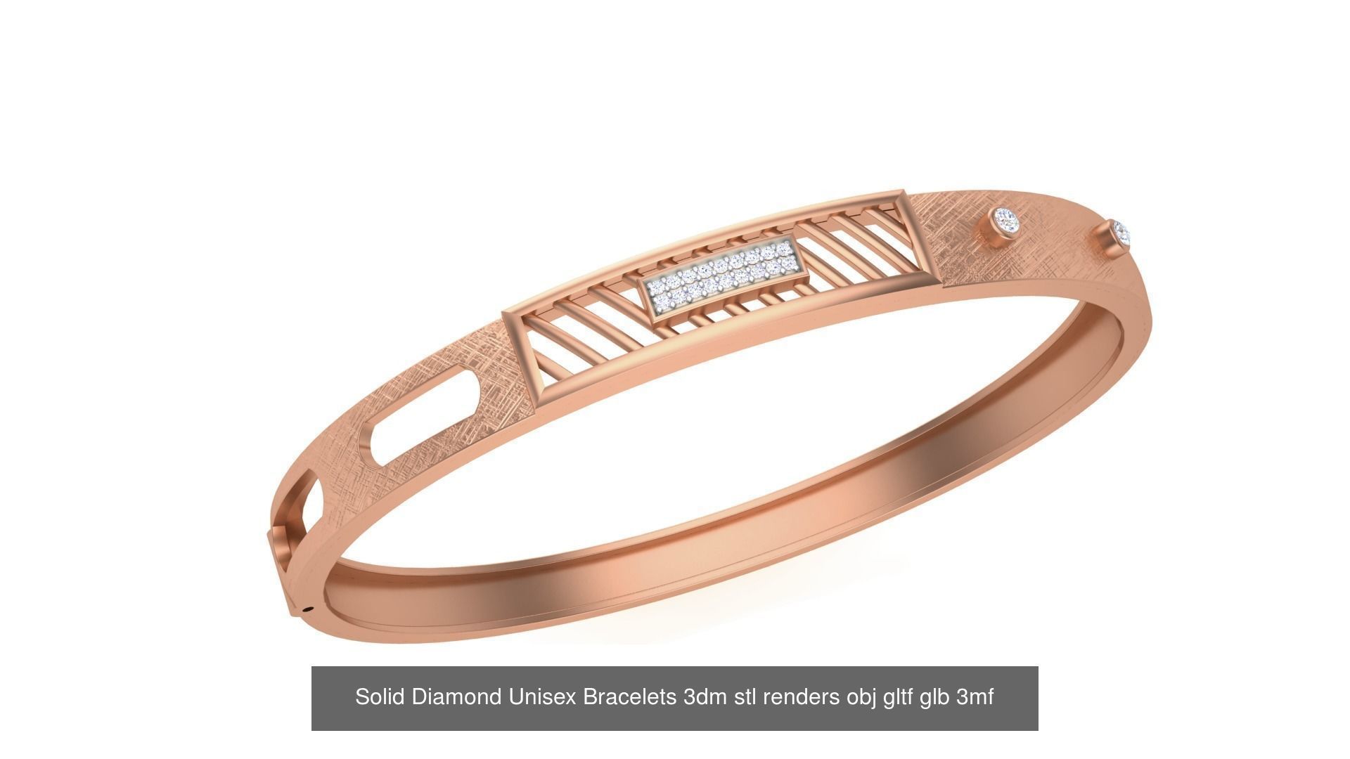 43 Solid Diamond Unisex Bracelets 3dm stl renders obj gltf glb 3D Model Collection_46