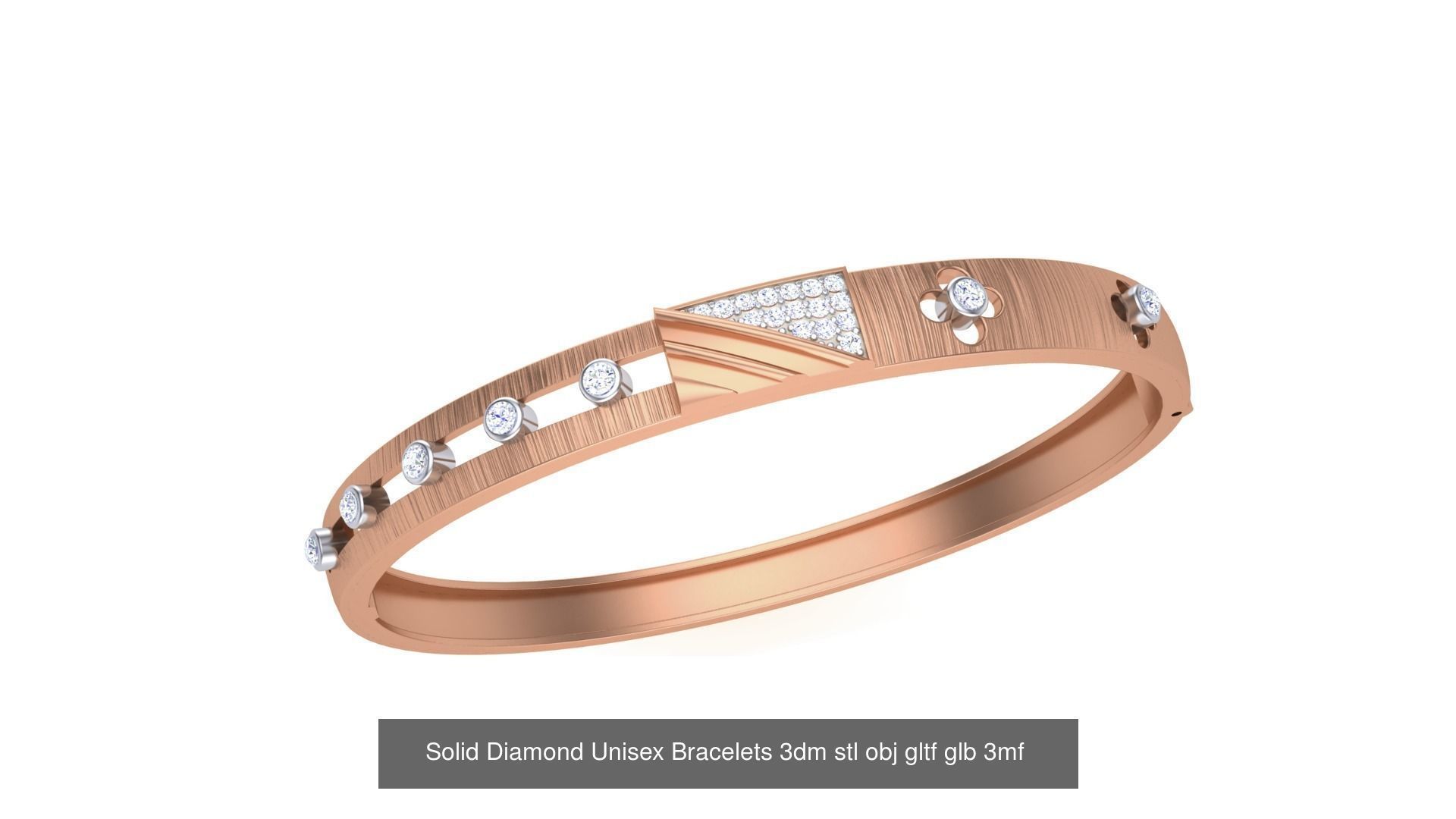 43 Solid Diamond Unisex Bracelets 3dm stl renders obj gltf glb 3D Model Collection_27