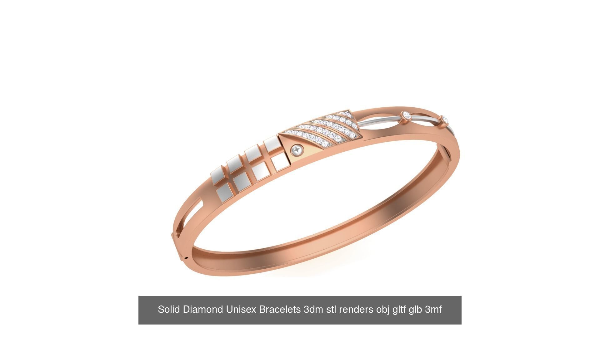 43 Solid Diamond Unisex Bracelets 3dm stl renders obj gltf glb 3D Model Collection_36