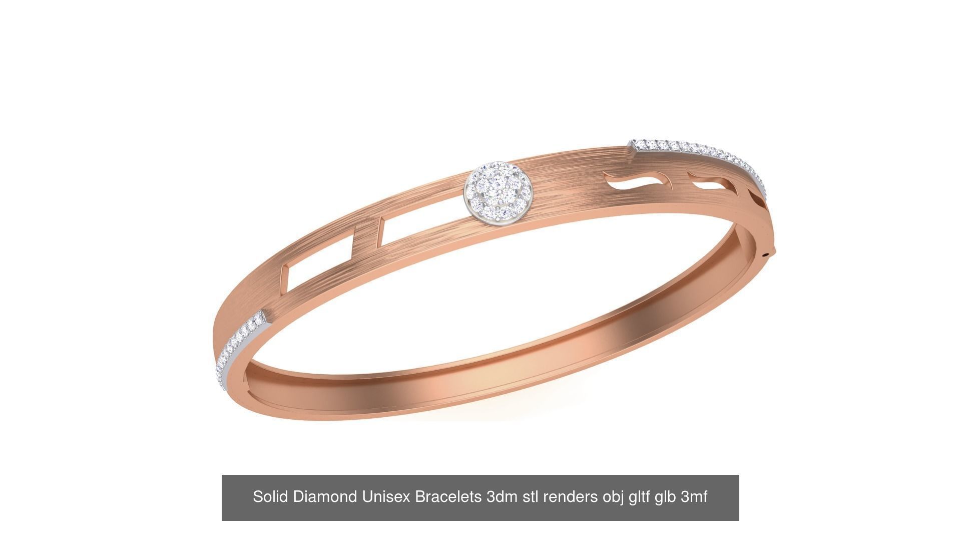 43 Solid Diamond Unisex Bracelets 3dm stl renders obj gltf glb 3D Model Collection_34