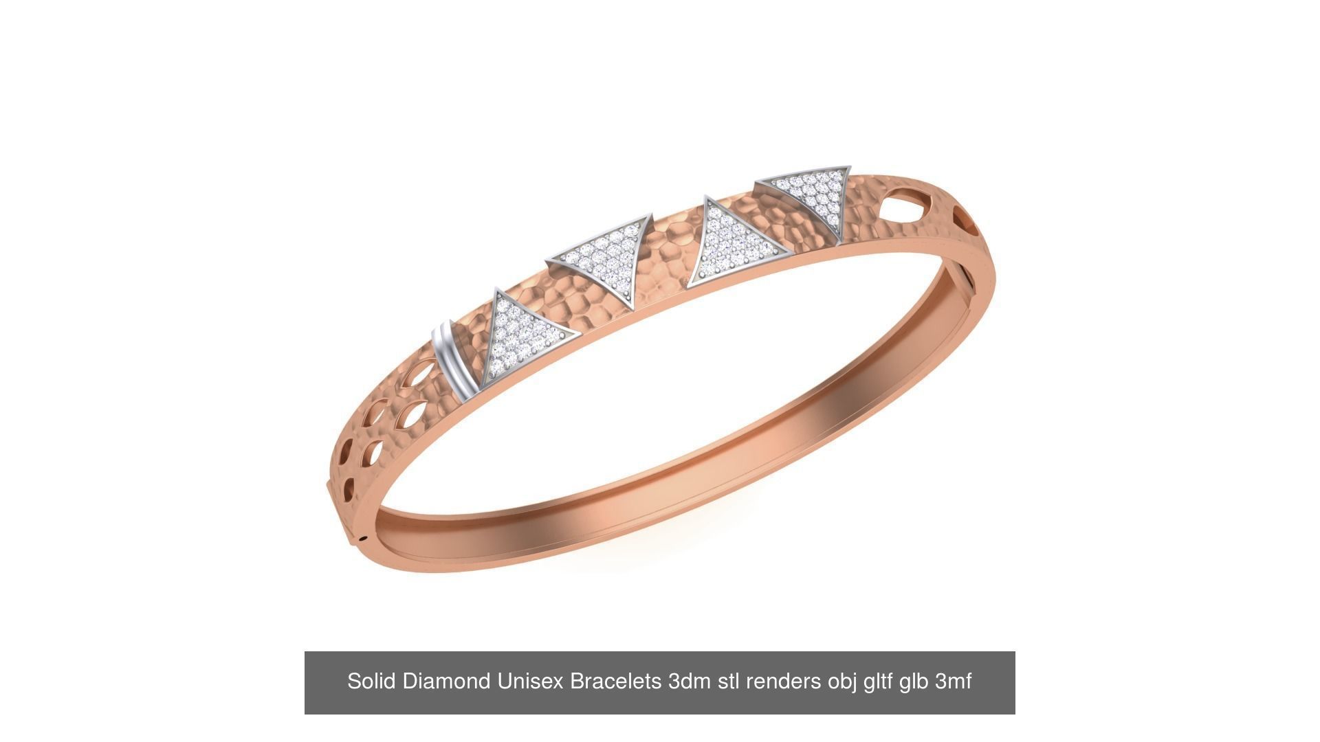 43 Solid Diamond Unisex Bracelets 3dm stl renders obj gltf glb 3D Model Collection_37