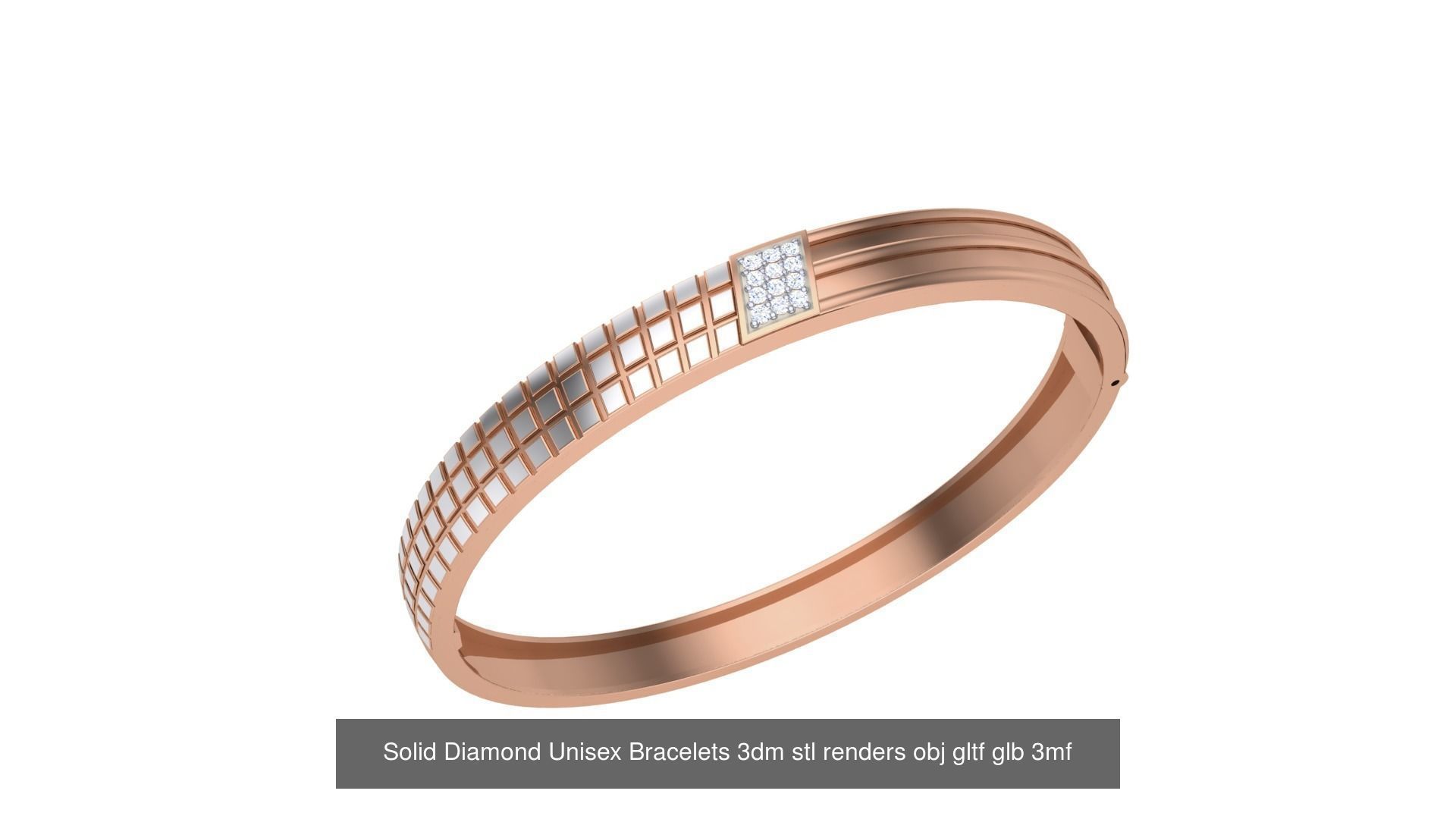 43 Solid Diamond Unisex Bracelets 3dm stl renders obj gltf glb 3D Model Collection_24