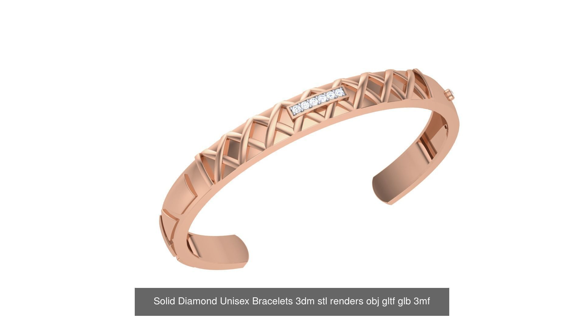 43 Solid Diamond Unisex Bracelets 3dm stl renders obj gltf glb 3D Model Collection_7