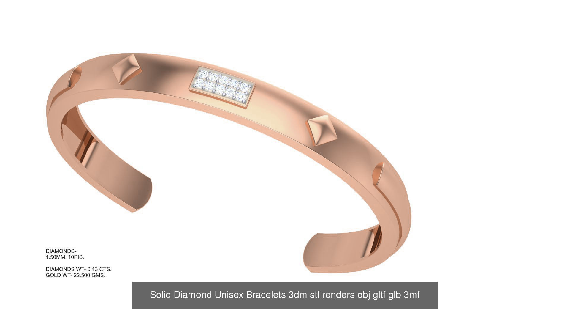 43 Solid Diamond Unisex Bracelets 3dm stl renders obj gltf glb 3D Model Collection_16