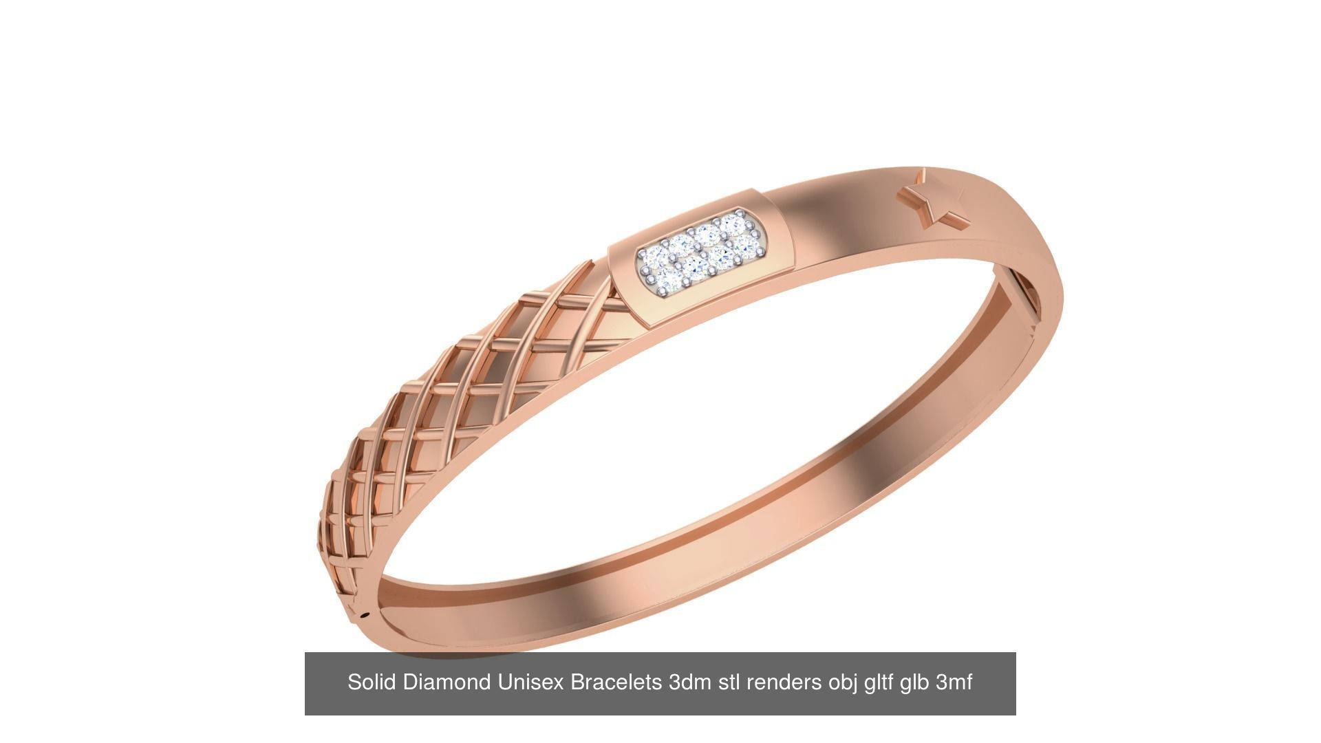 43 Solid Diamond Unisex Bracelets 3dm stl renders obj gltf glb 3D Model Collection_12