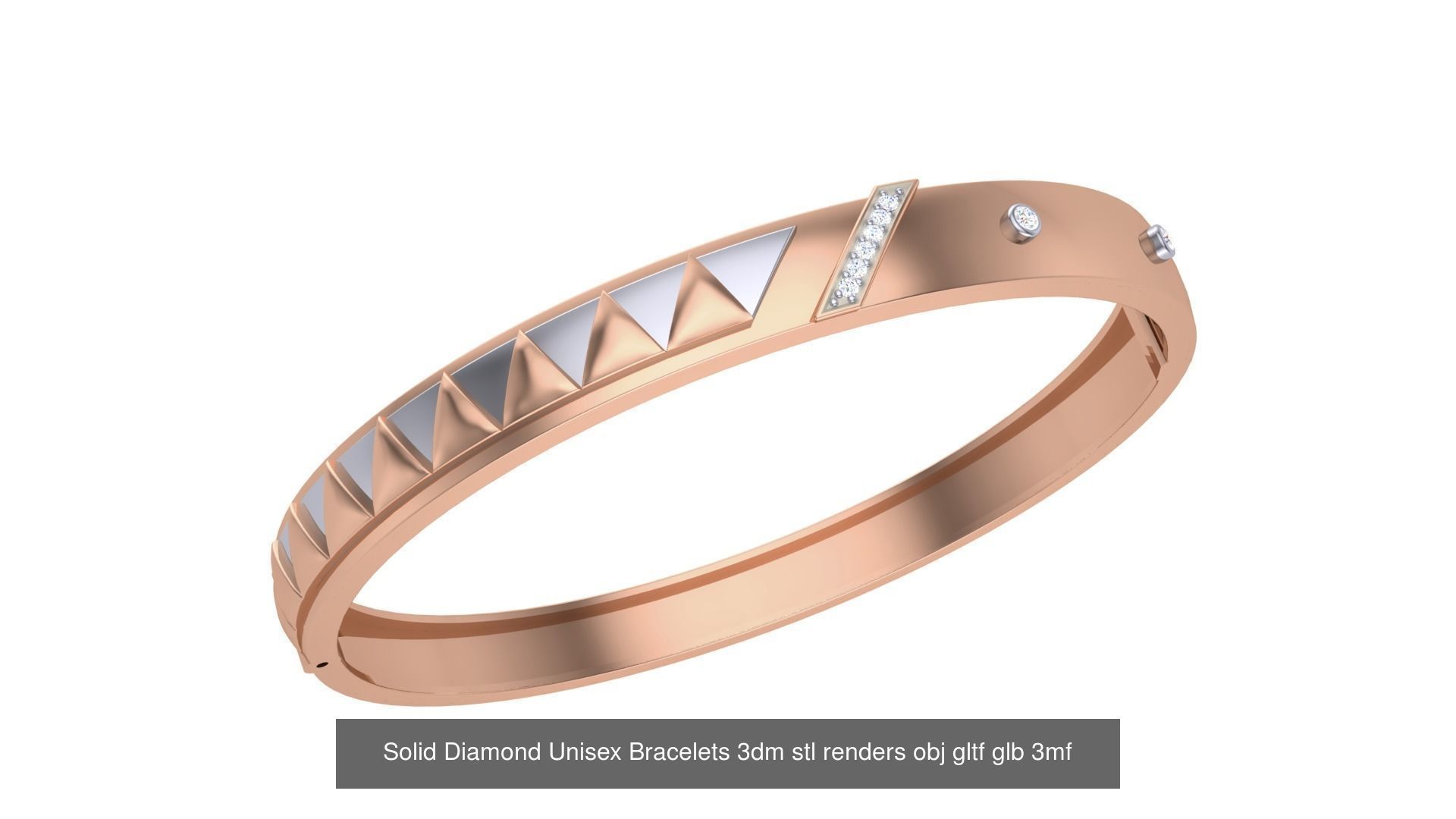 43 Solid Diamond Unisex Bracelets 3dm stl renders obj gltf glb 3D Model Collection_10