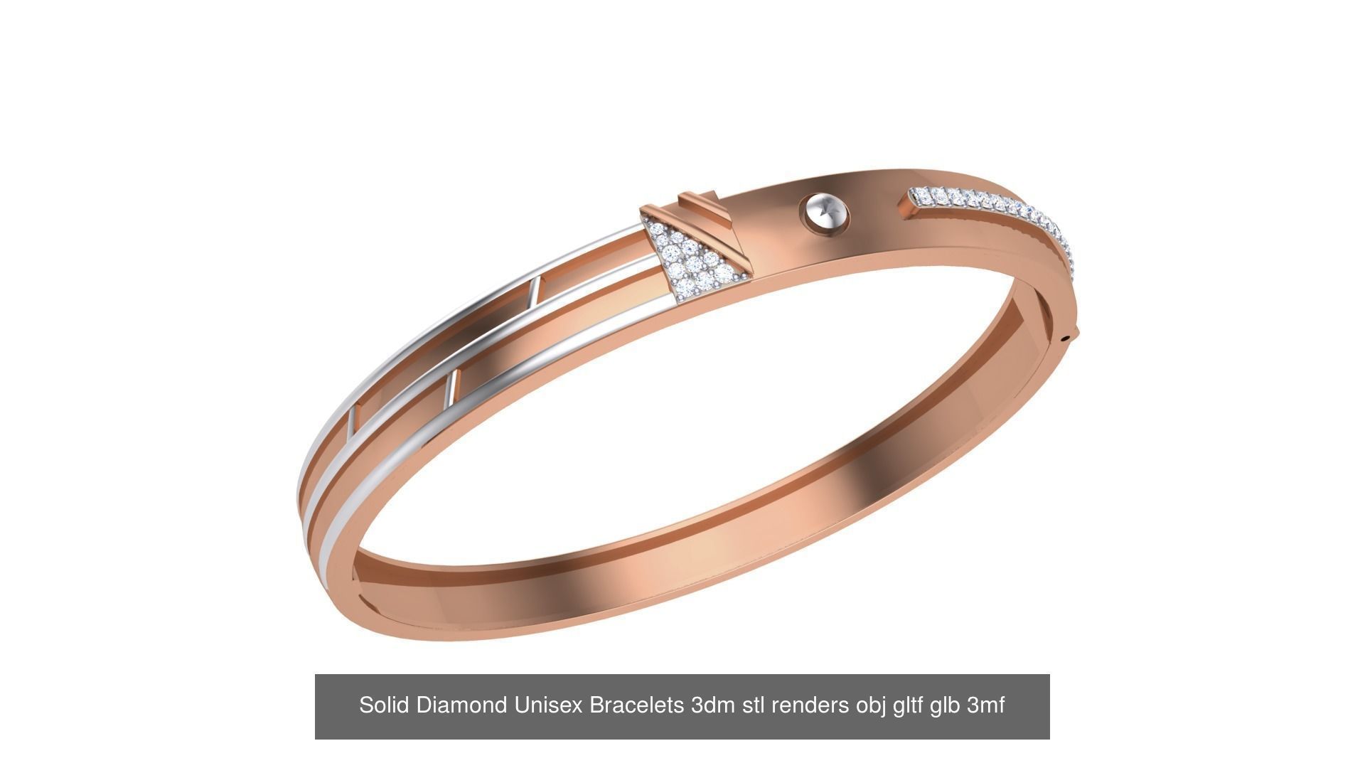 43 Solid Diamond Unisex Bracelets 3dm stl renders obj gltf glb 3D Model Collection_19