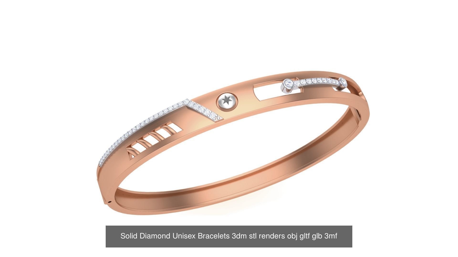 43 Solid Diamond Unisex Bracelets 3dm stl renders obj gltf glb 3D Model Collection_28