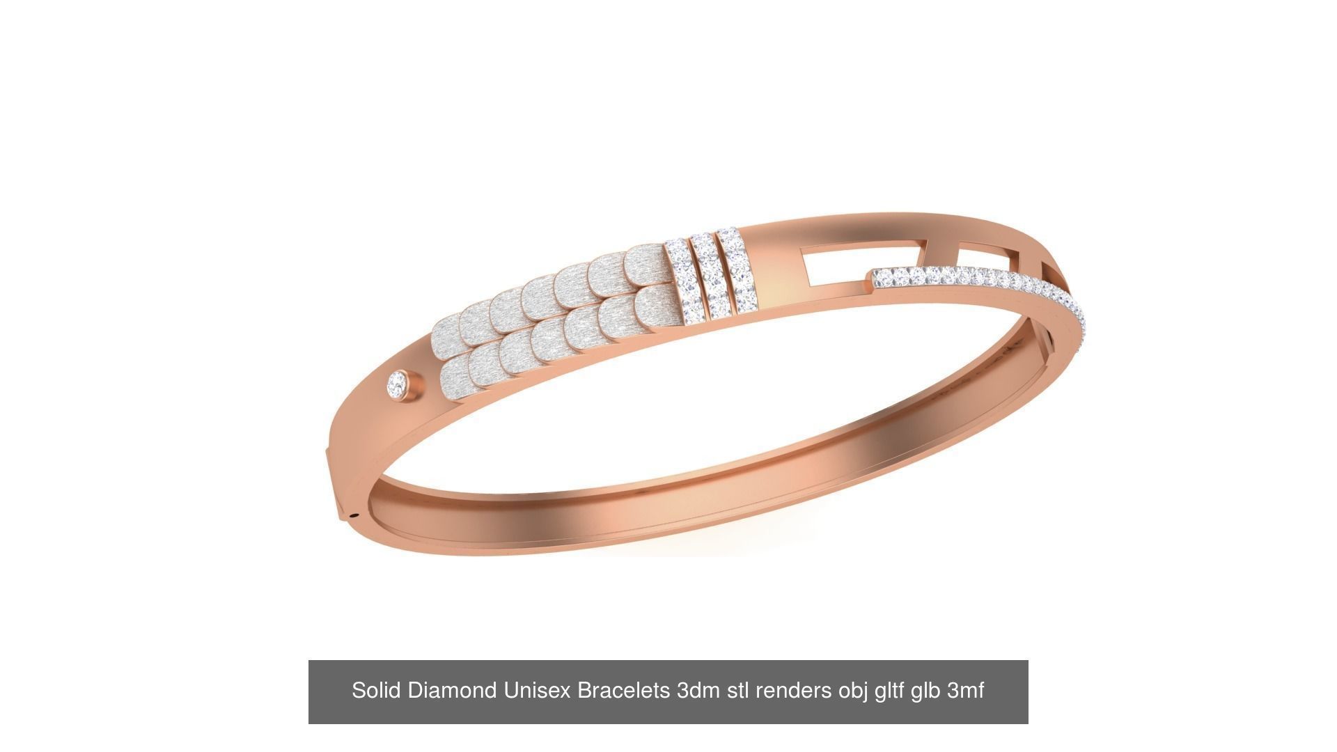 43 Solid Diamond Unisex Bracelets 3dm stl renders obj gltf glb 3D Model Collection_39