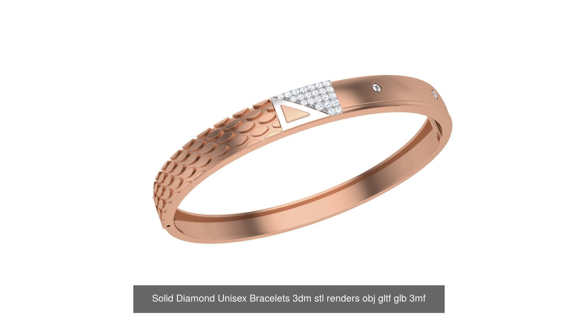43 Solid Diamond Unisex Bracelets 3dm stl renders obj gltf glb 3D Model Collection_25