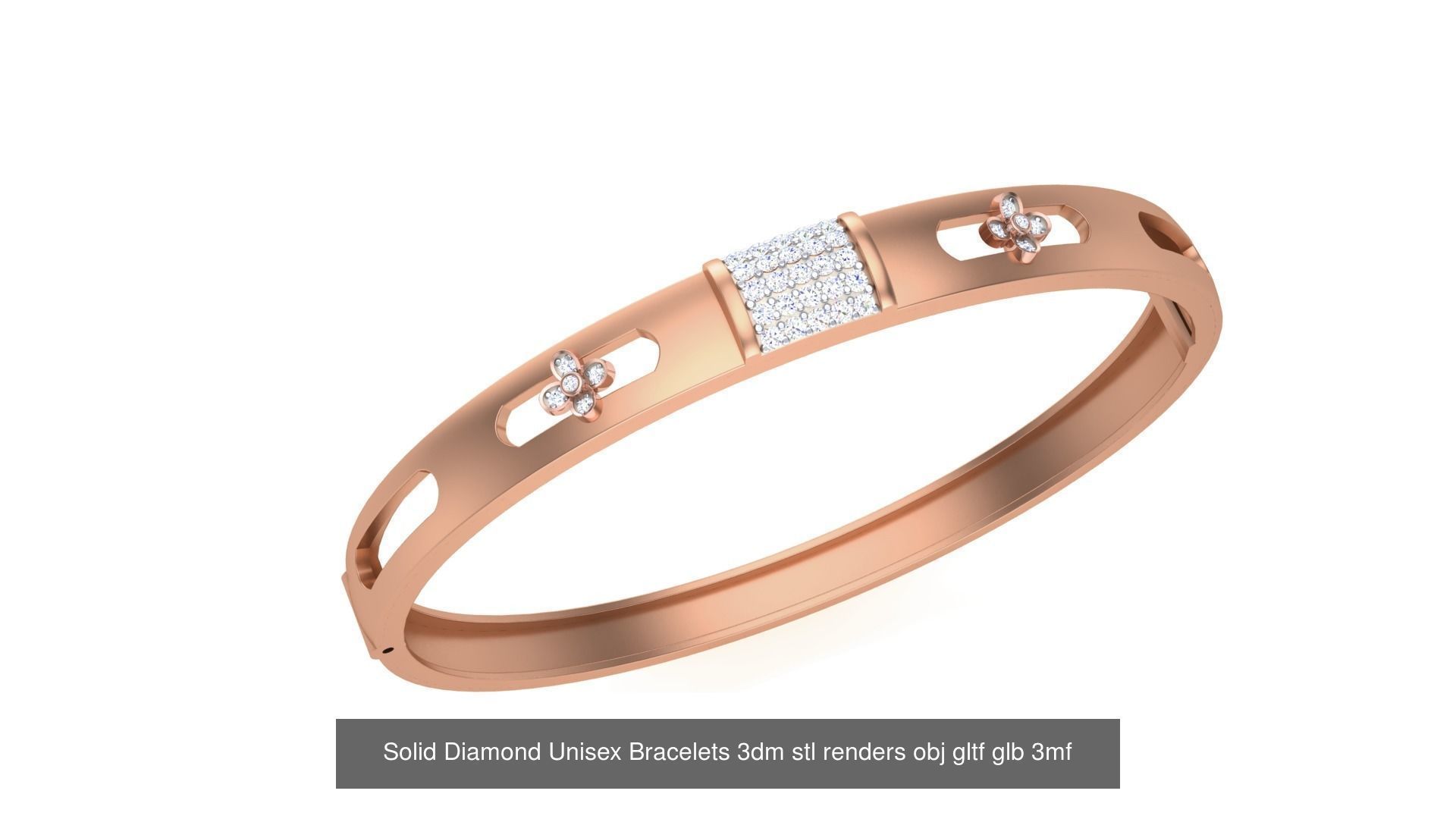 43 Solid Diamond Unisex Bracelets 3dm stl renders obj gltf glb 3D Model Collection_47