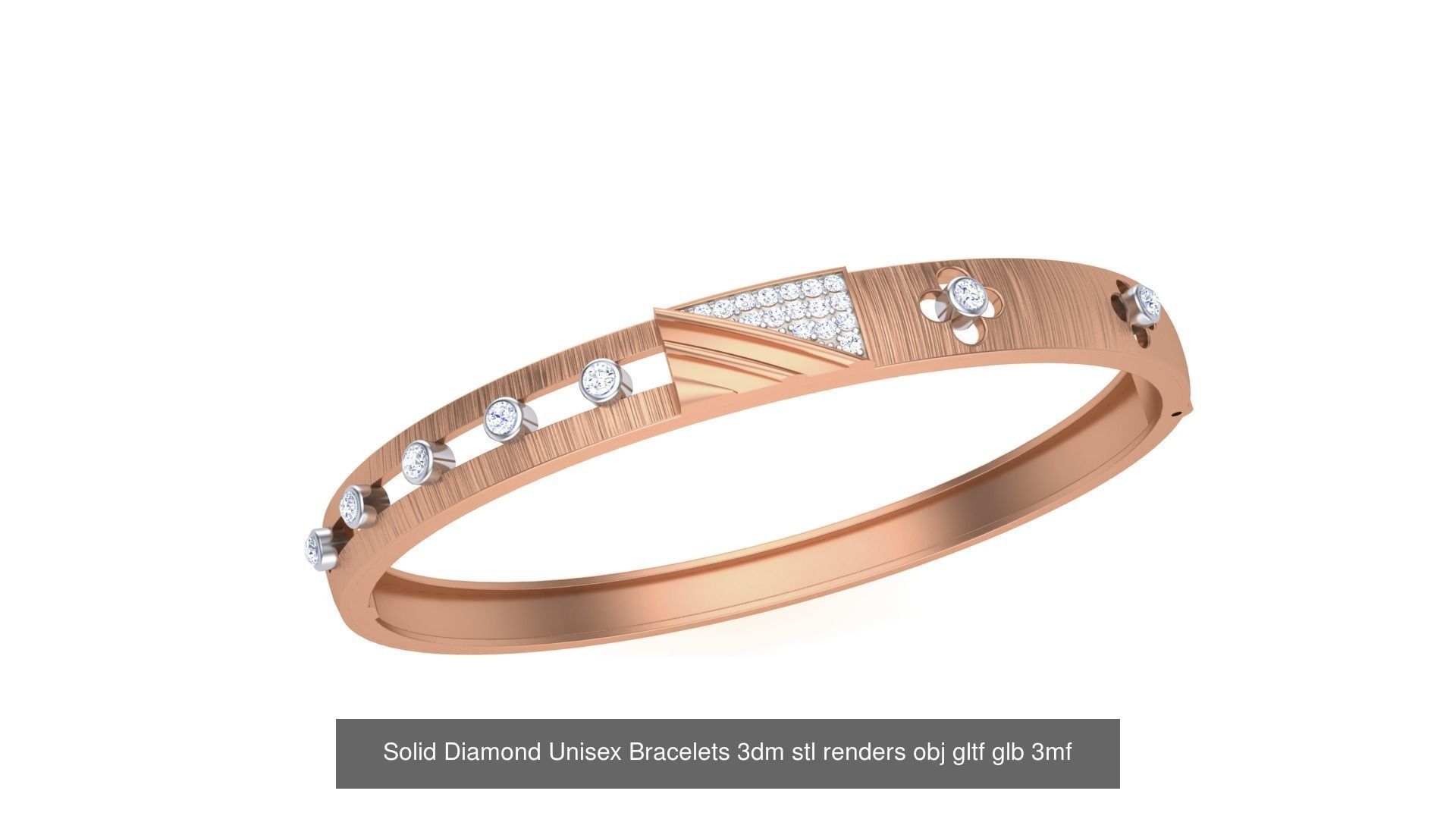 43 Solid Diamond Unisex Bracelets 3dm stl renders obj gltf glb 3D Model Collection_40