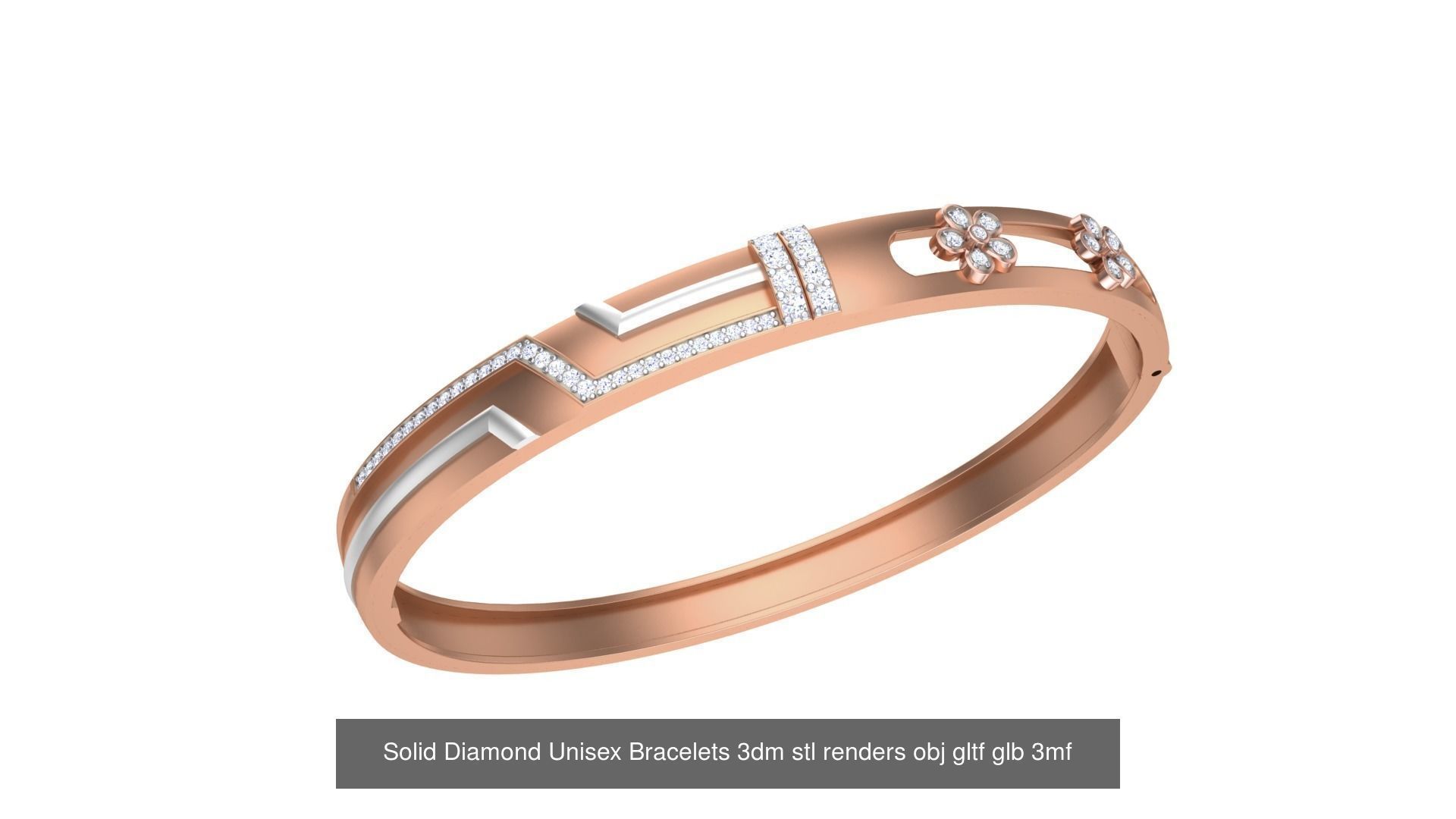 43 Solid Diamond Unisex Bracelets 3dm stl renders obj gltf glb 3D Model Collection_43