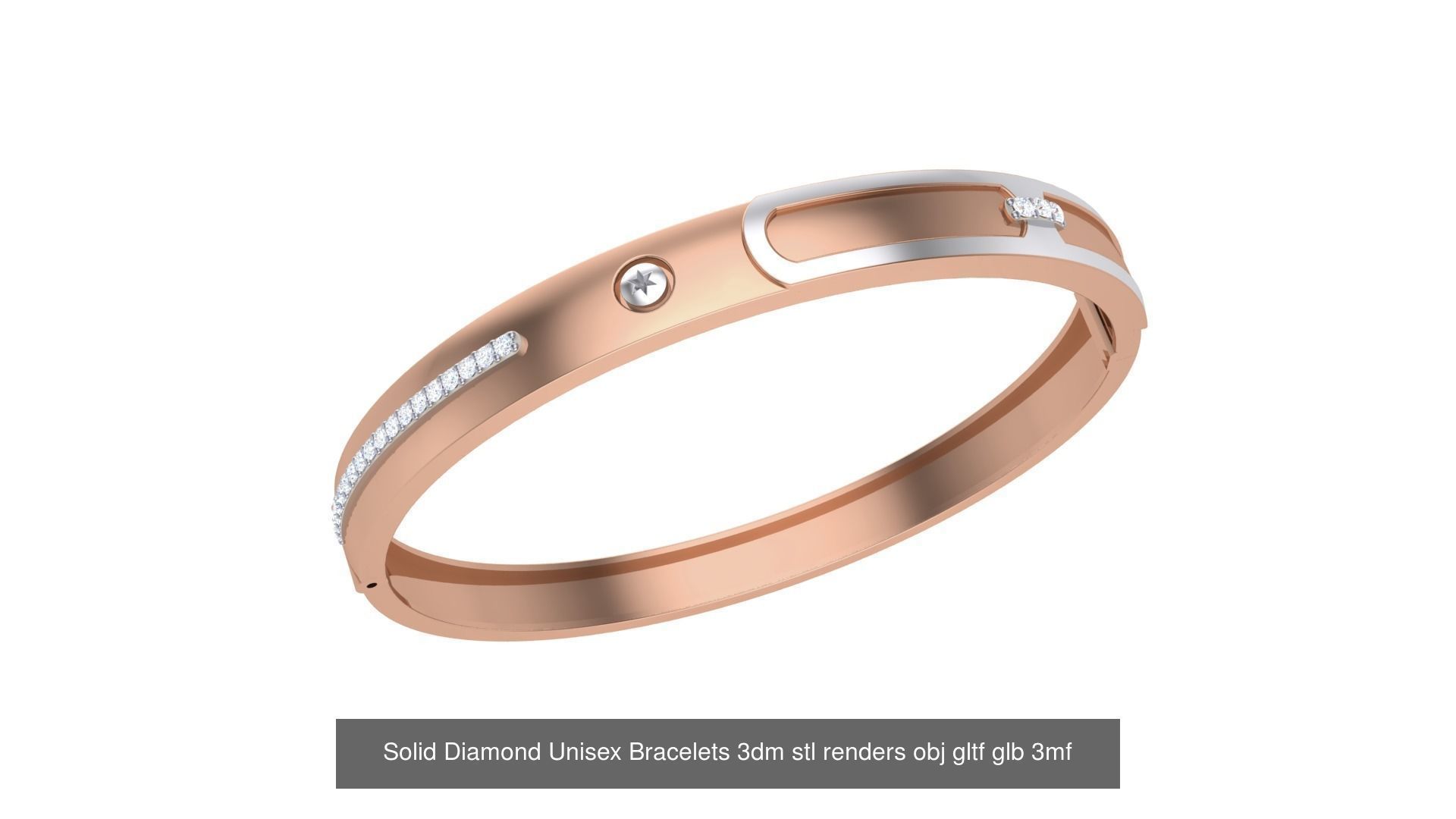 43 Solid Diamond Unisex Bracelets 3dm stl renders obj gltf glb 3D Model Collection_14