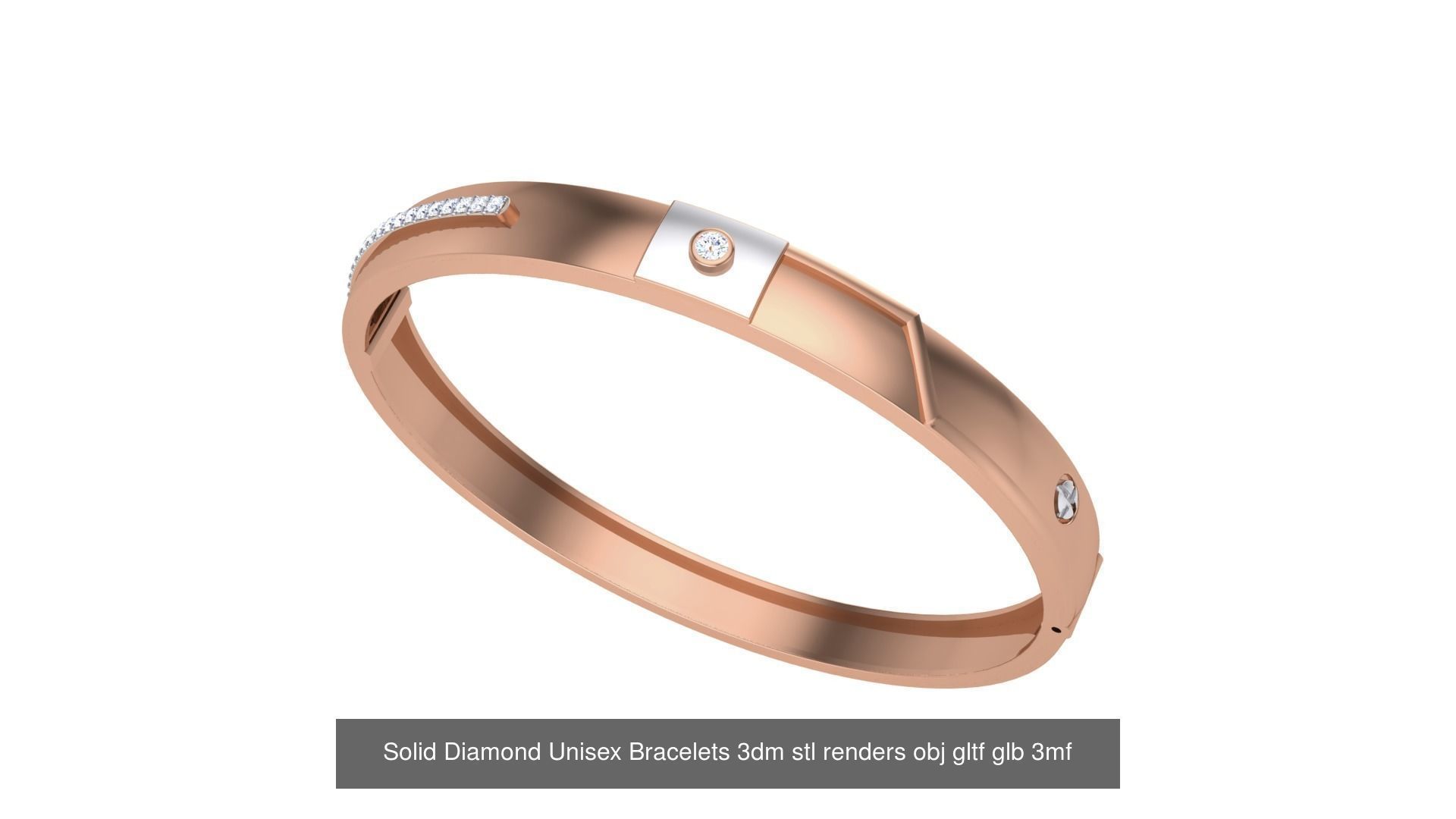 43 Solid Diamond Unisex Bracelets 3dm stl renders obj gltf glb 3D Model Collection_26