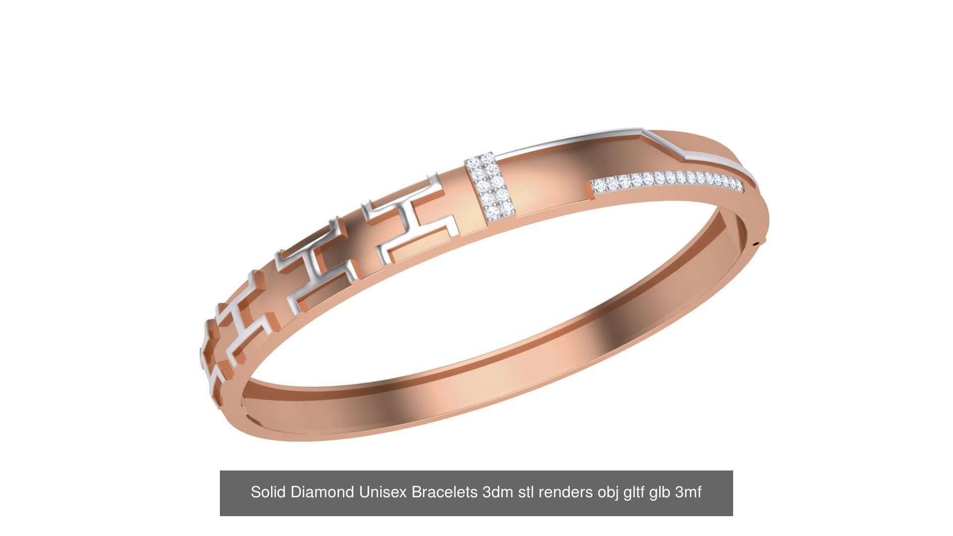 43 Solid Diamond Unisex Bracelets 3dm stl renders obj gltf glb 3D Model Collection_17