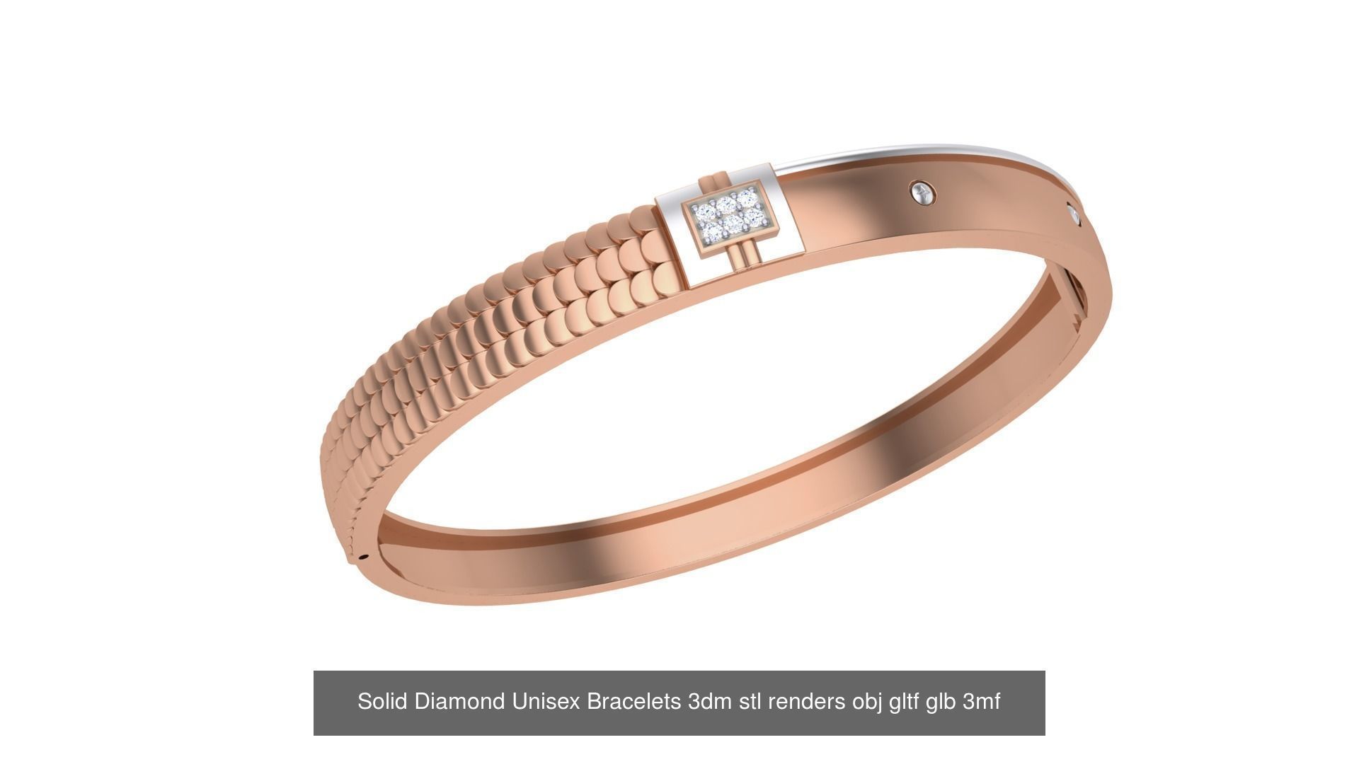 43 Solid Diamond Unisex Bracelets 3dm stl renders obj gltf glb 3D Model Collection_18