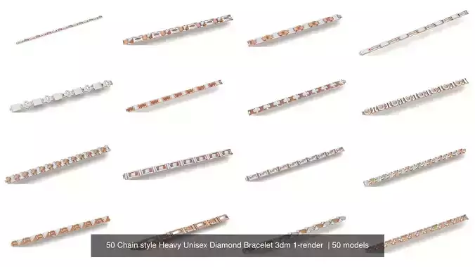 50 Chain style Heavy Unisex Diamond Bracelet 3dm 1-render 