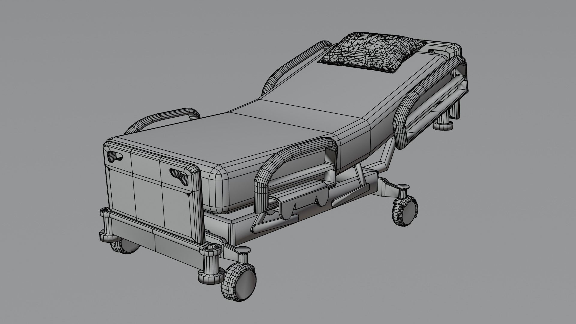Hospital Bed Low-poly 3D model_1