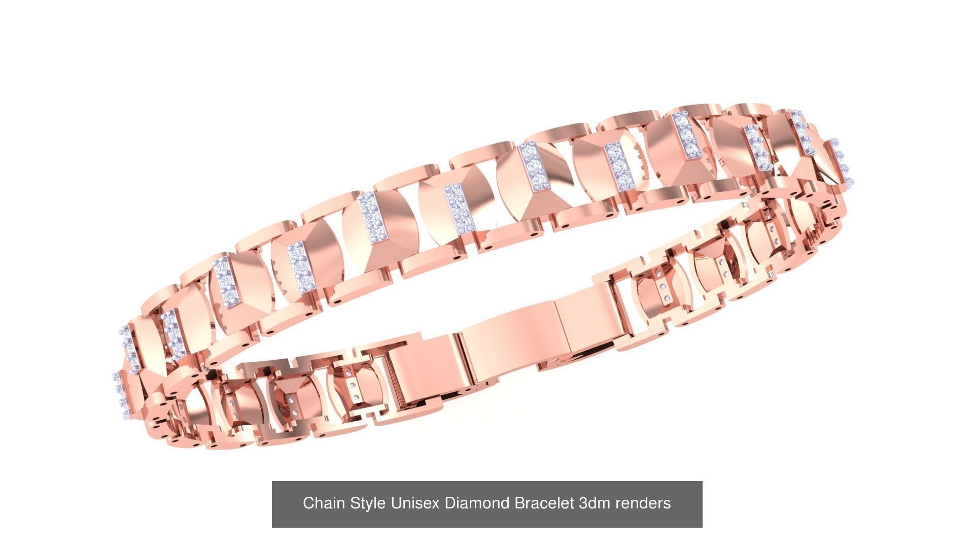 29 Chain Style Unisex Diamond Bracelet 3dm renders  3D Model Collection_29