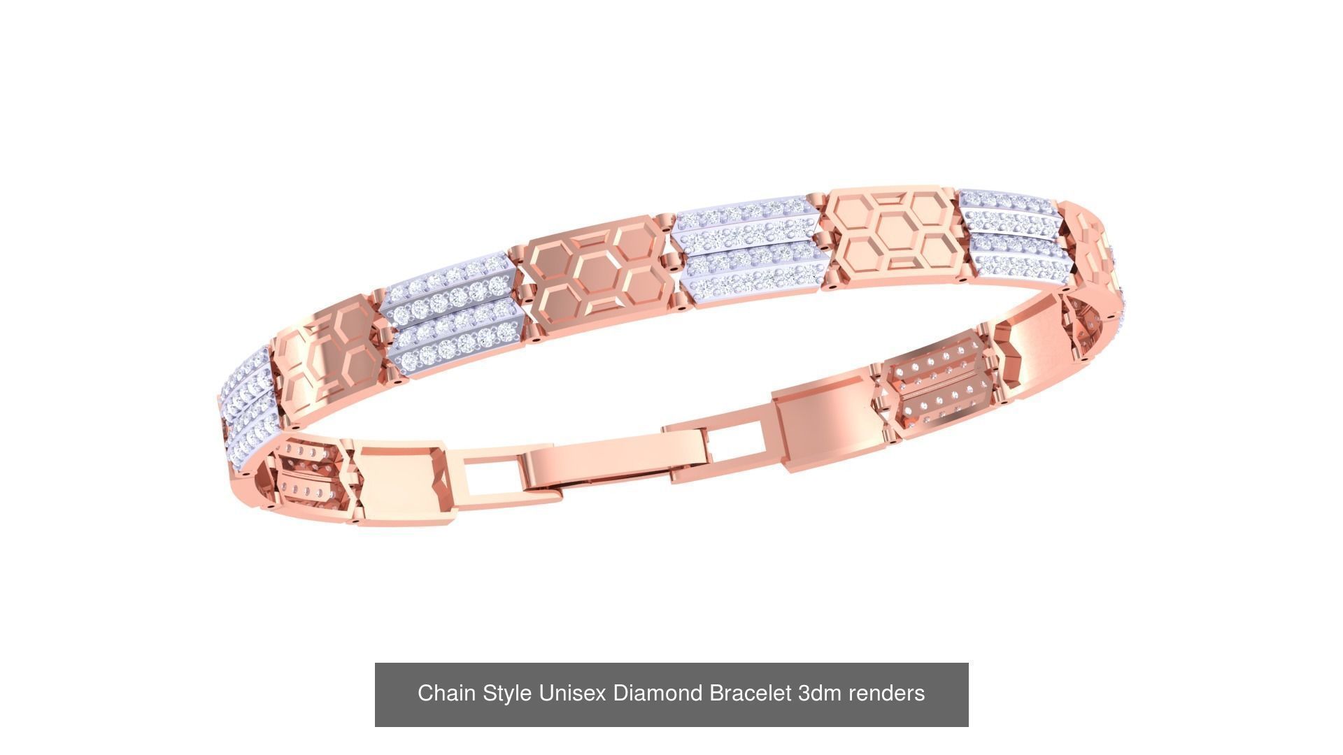 29 Chain Style Unisex Diamond Bracelet 3dm renders  3D Model Collection_5