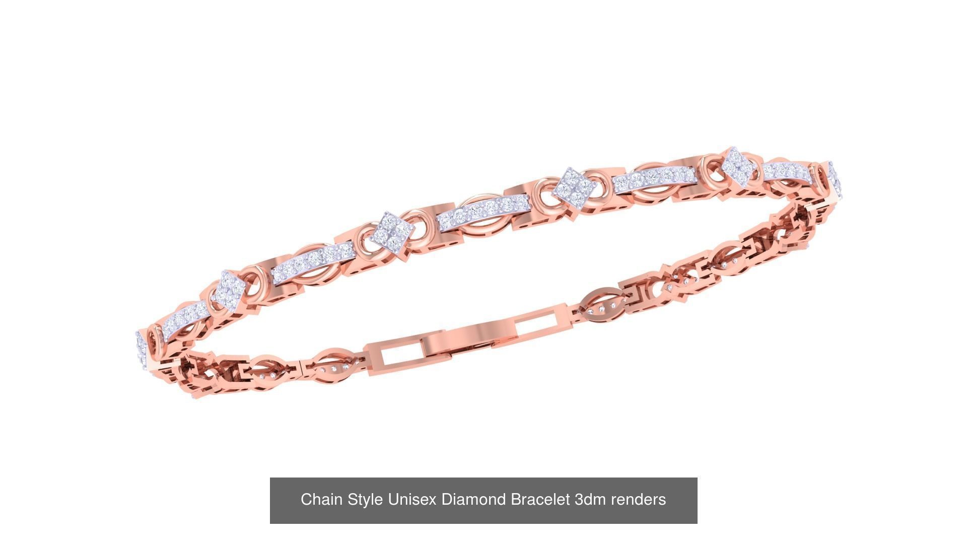 29 Chain Style Unisex Diamond Bracelet 3dm renders  3D Model Collection_9
