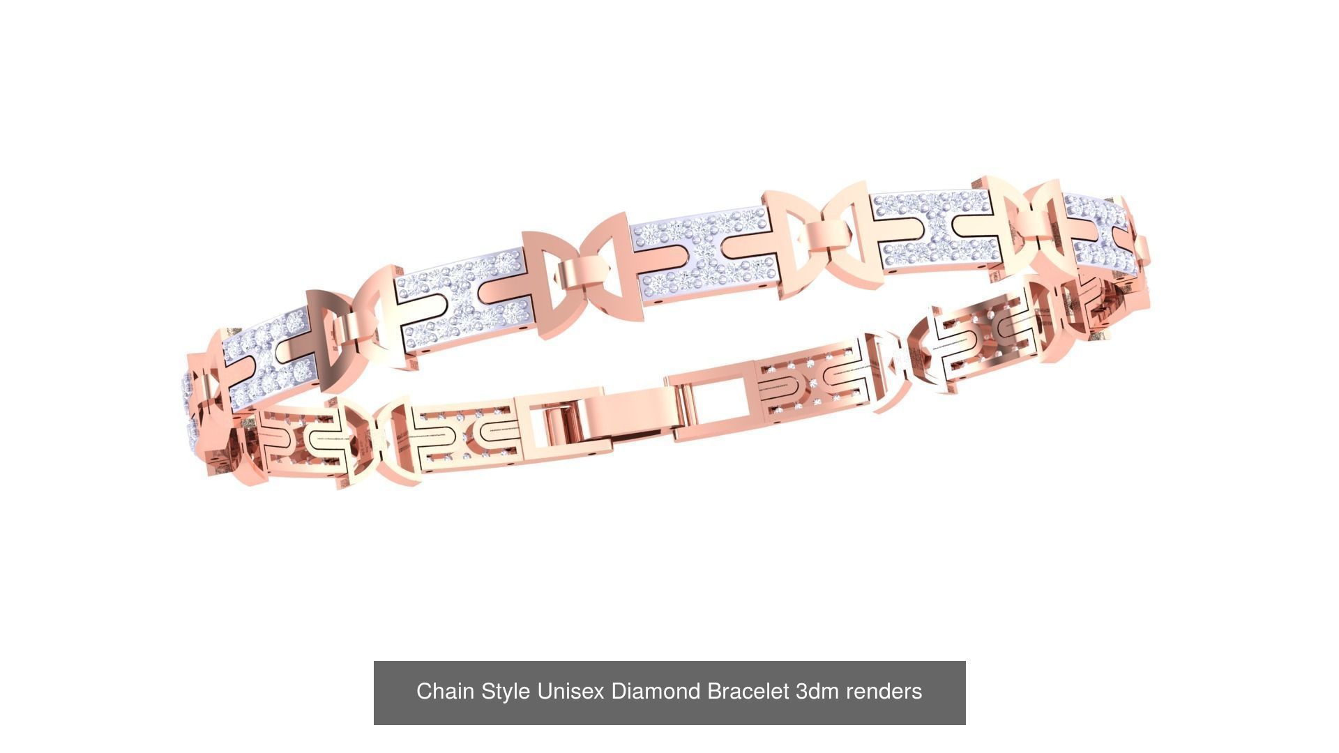 29 Chain Style Unisex Diamond Bracelet 3dm renders  3D Model Collection_11