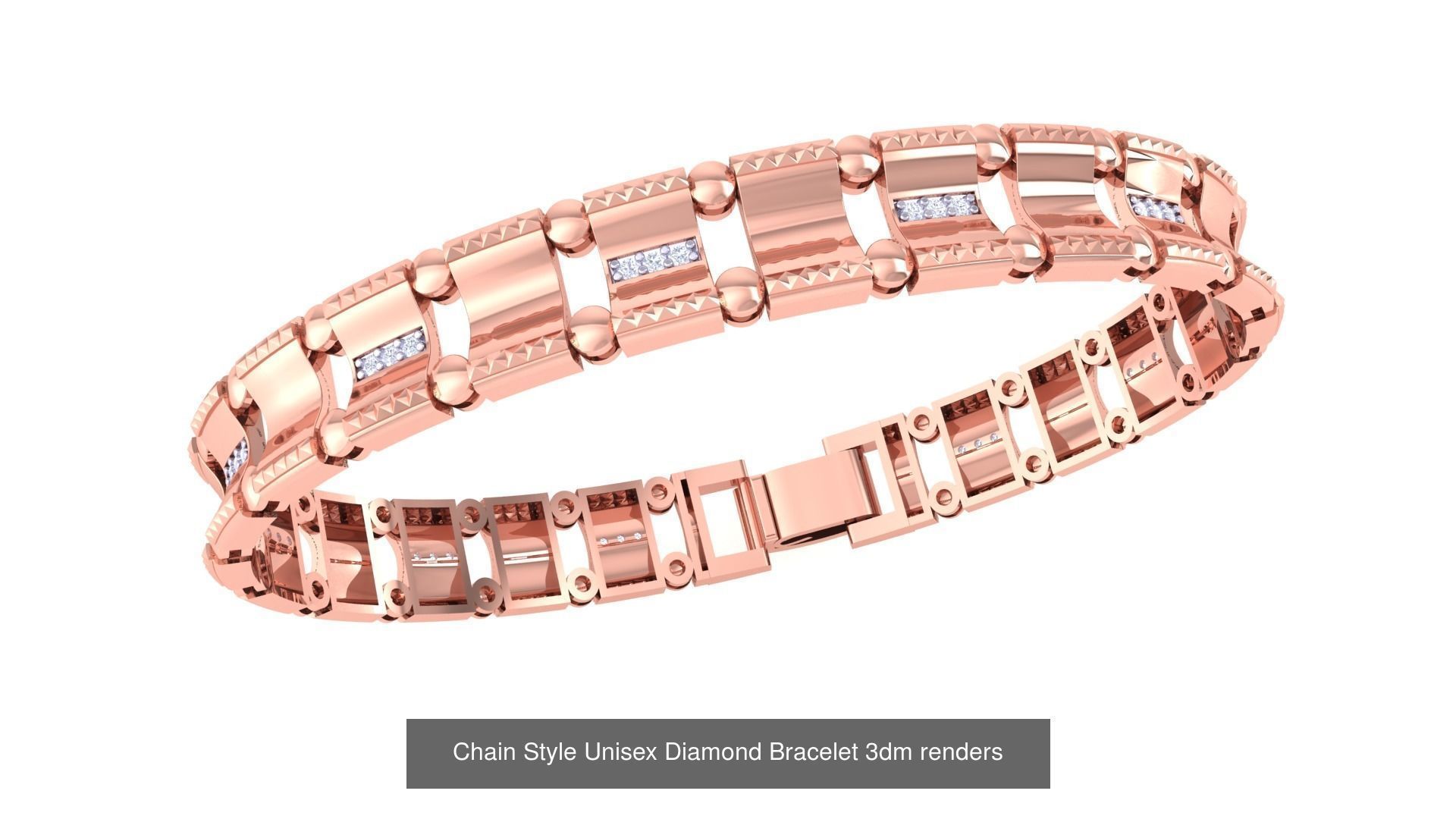 29 Chain Style Unisex Diamond Bracelet 3dm renders  3D Model Collection_16