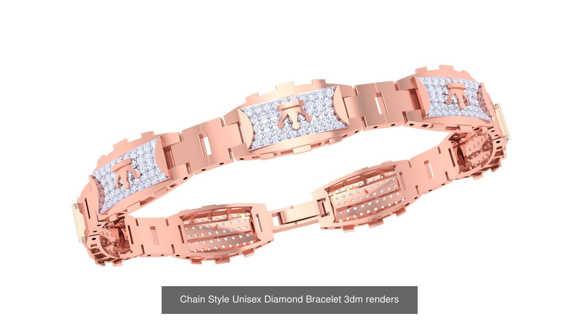 29 Chain Style Unisex Diamond Bracelet 3dm renders  3D Model Collection_25