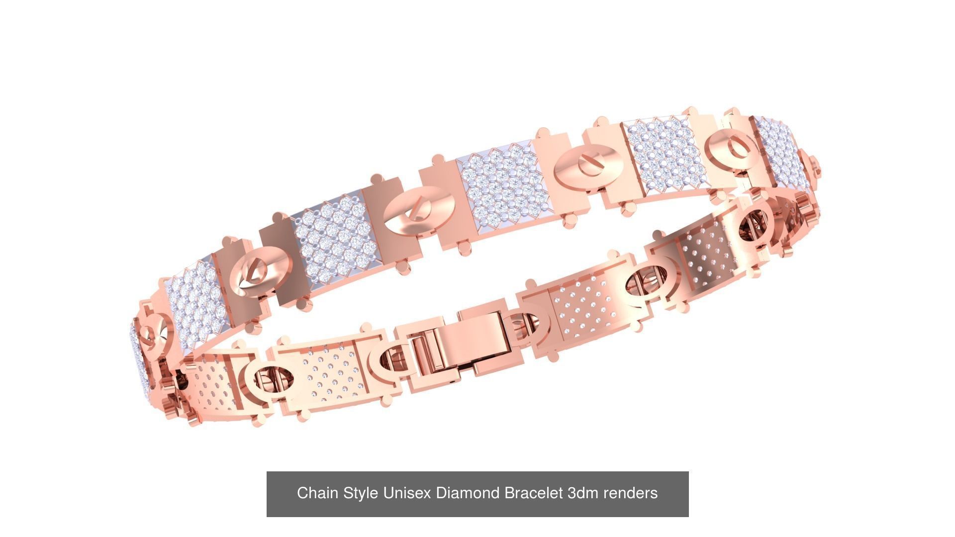 29 Chain Style Unisex Diamond Bracelet 3dm renders  3D Model Collection_14