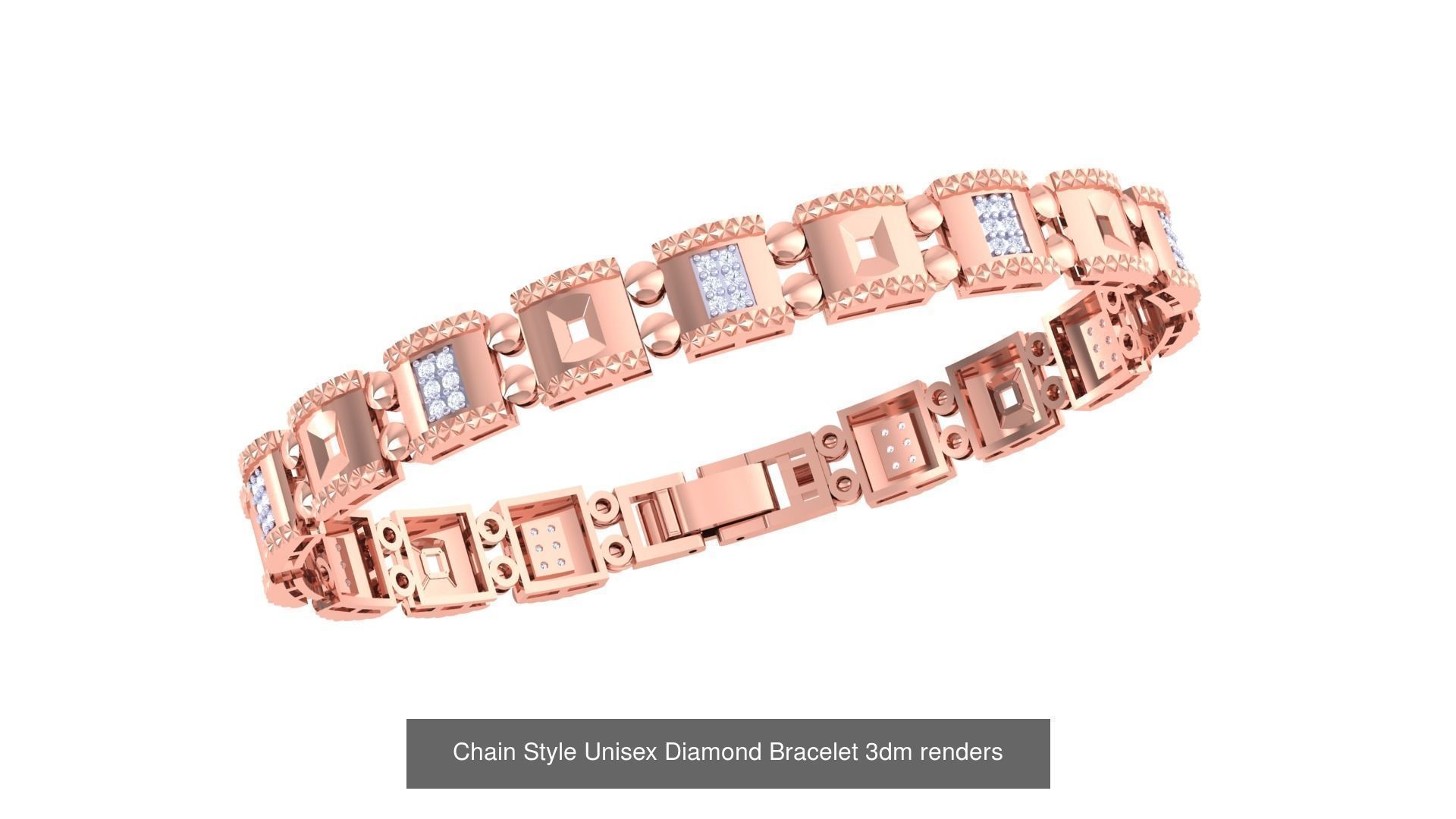 29 Chain Style Unisex Diamond Bracelet 3dm renders  3D Model Collection_26