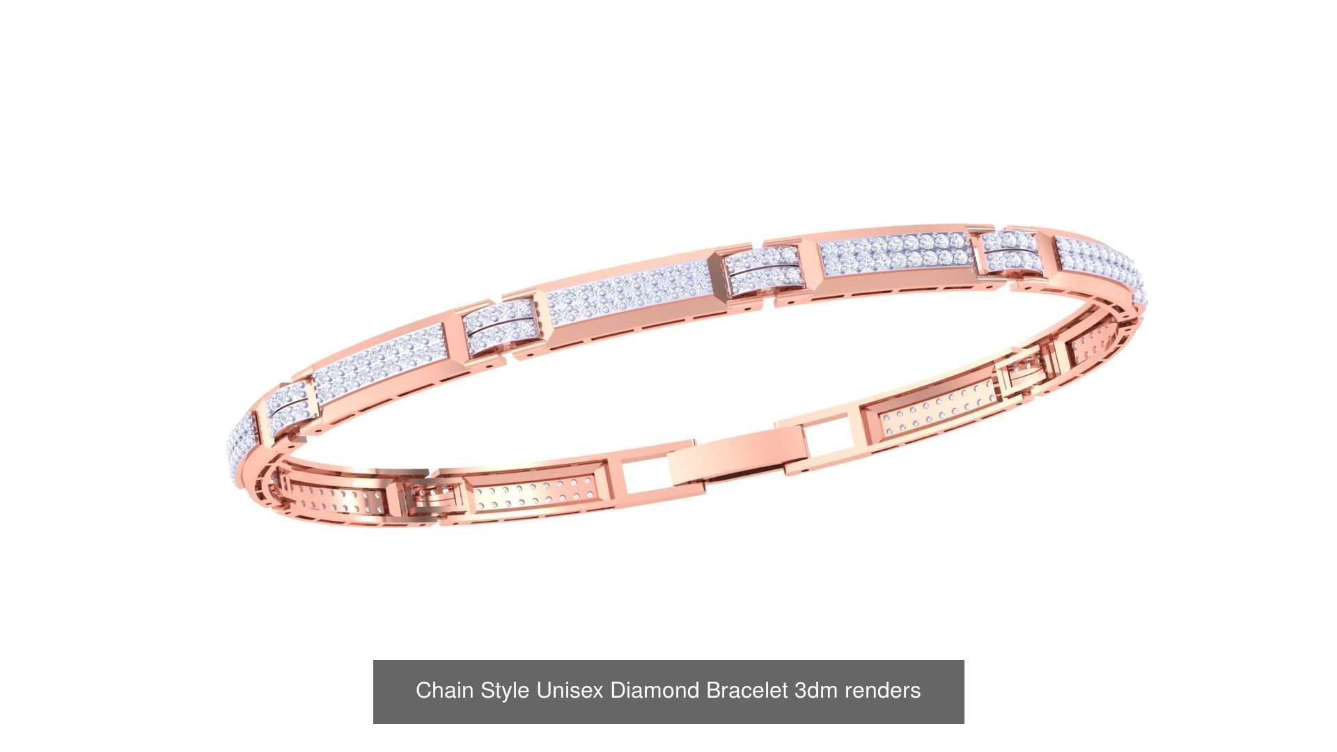 29 Chain Style Unisex Diamond Bracelet 3dm renders  3D Model Collection_8