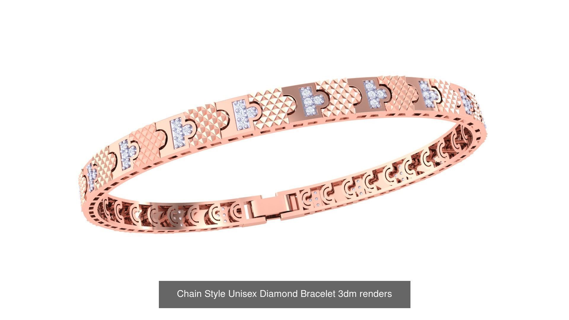 29 Chain Style Unisex Diamond Bracelet 3dm renders  3D Model Collection_17
